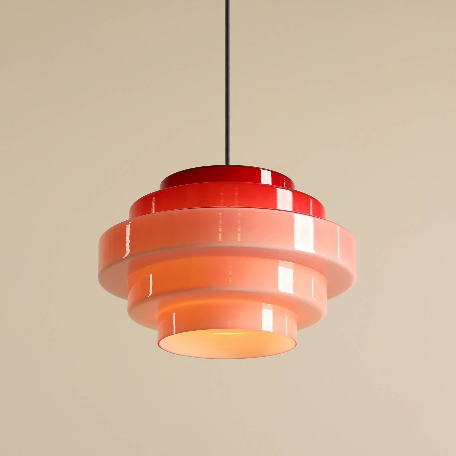 Hängeleuchte Filo, rot, Ø 28 cm, Glas günstig online kaufen
