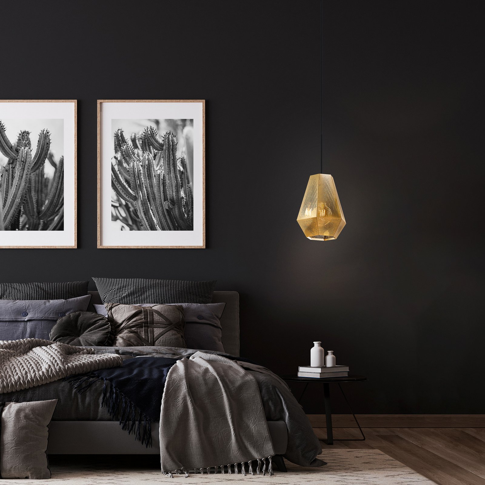 Lampă suspendată Chiavica, alamă, 1 lumină, Ø20.5cm