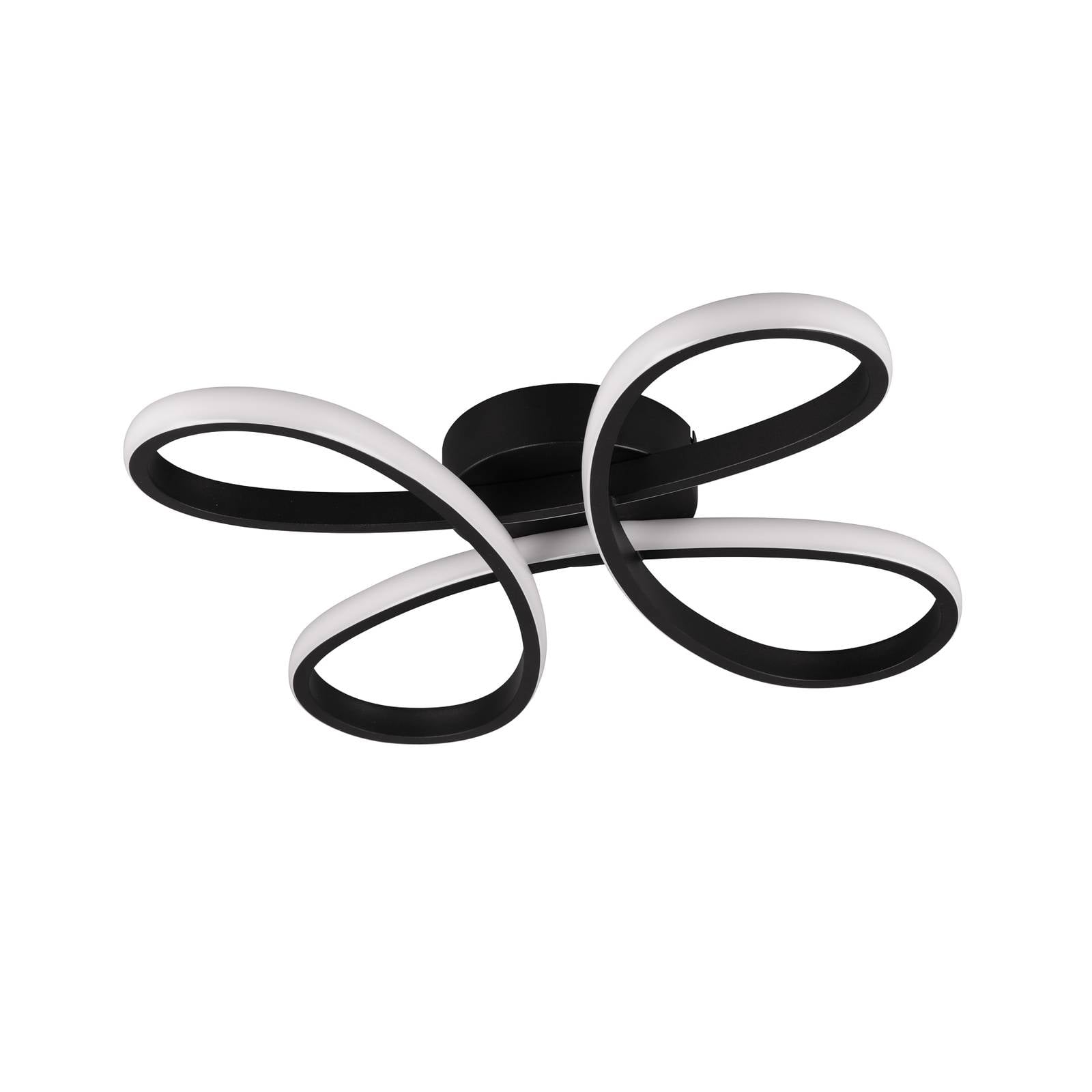 LED-Deckenleuchte Fly, schwarz matt, 3.000 K, 40 cm x 40 cm