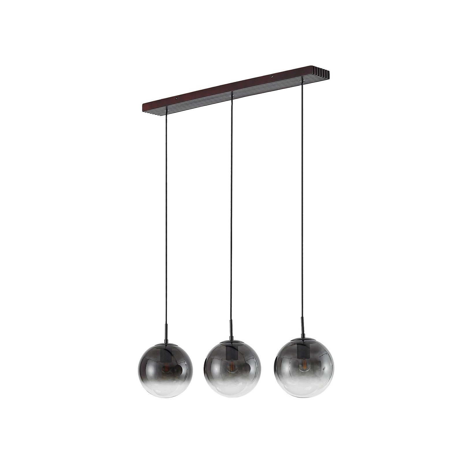 Veloura hanglamp, 3-lamps, 84 cm, glas, hout - Lucande Veloura hanglamp, 3-lamps, 84 cm, glas, hout - Lucande