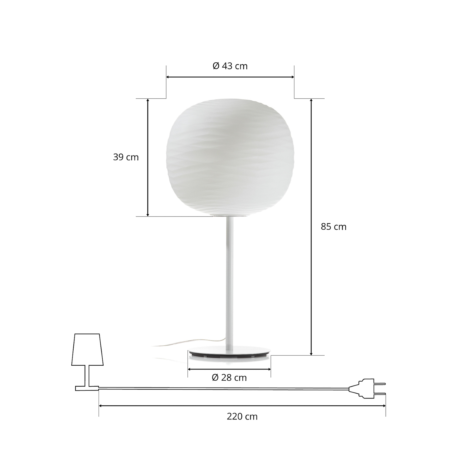 Foscarini Gem tavolo alta bordlampe, hvid