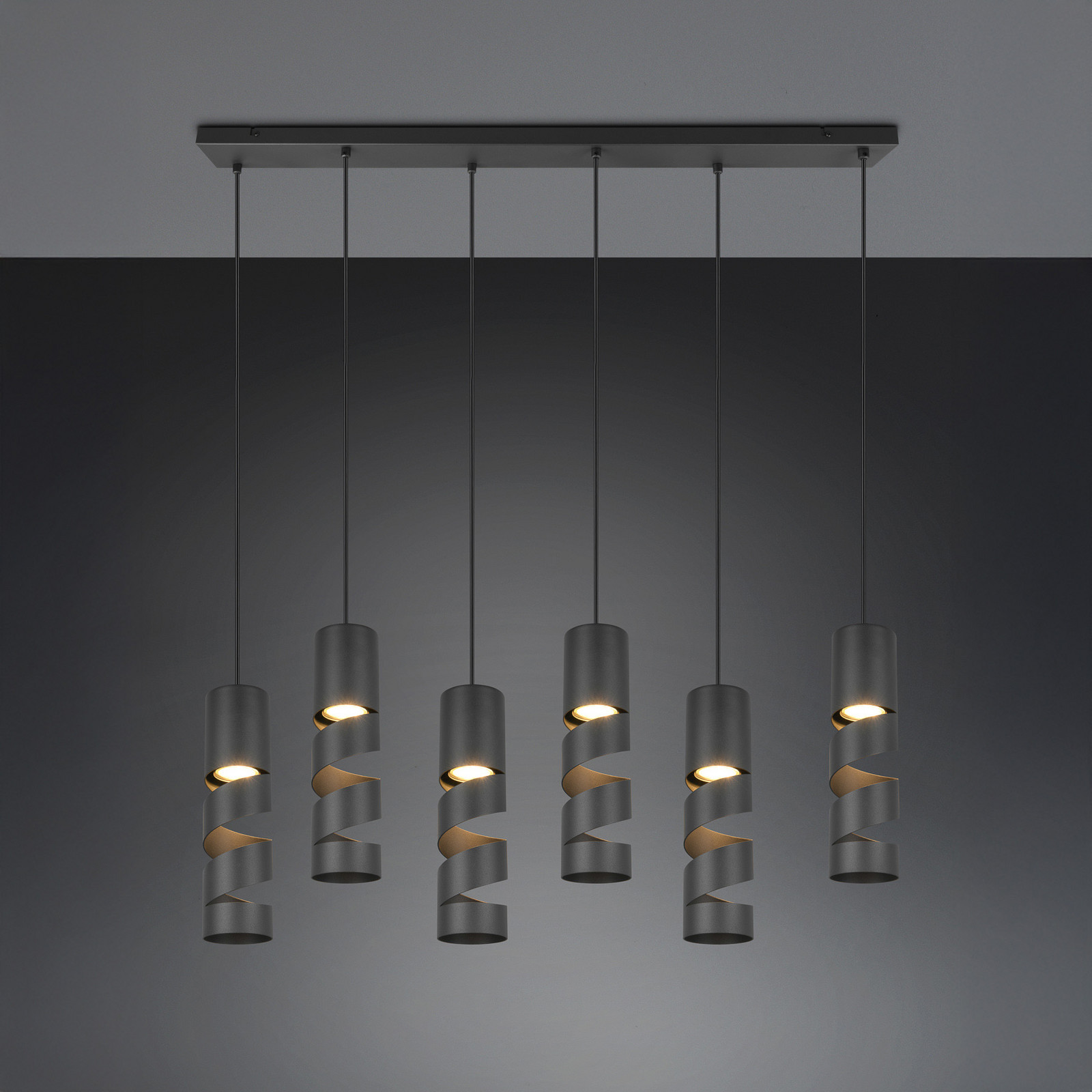 Trio Lighting Lampă suspendată Stream negru Lungime 100 cm 6 becuri metalice GU10 - Camera de zi / sufragerie - modern