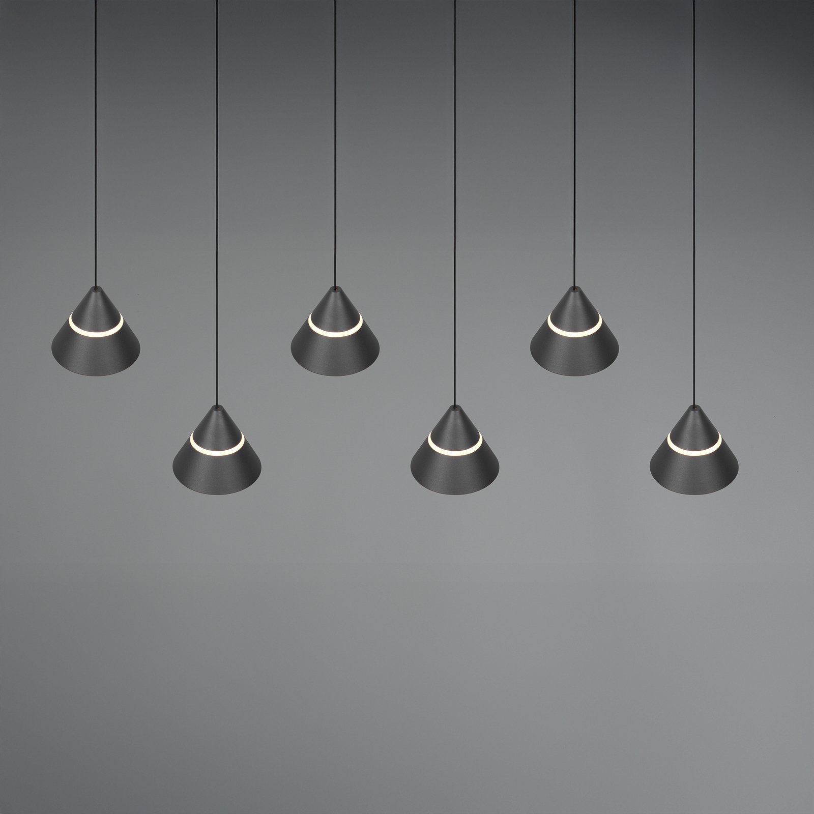 LED závesné svietidlo Romeo, dĺžka 75 cm, čierna, kov, 6-pl. LED závesné svietidlo Romeo, dĺžka 75 cm, čierna, kov, 6-pl.