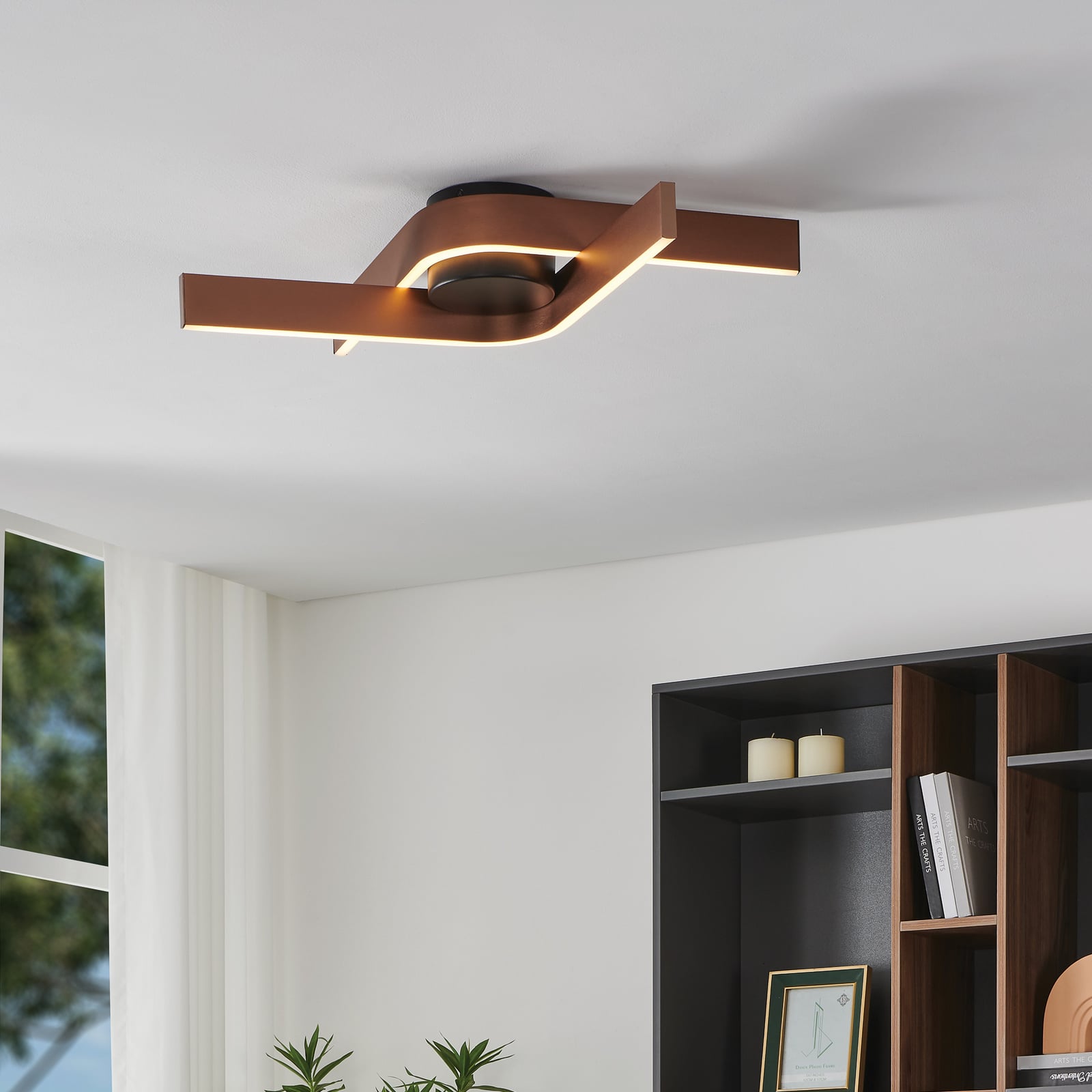 LED išmanusis lubų šviestuvas „Folcino-Z“, bronzinės spalvos, 64 cm, CCT