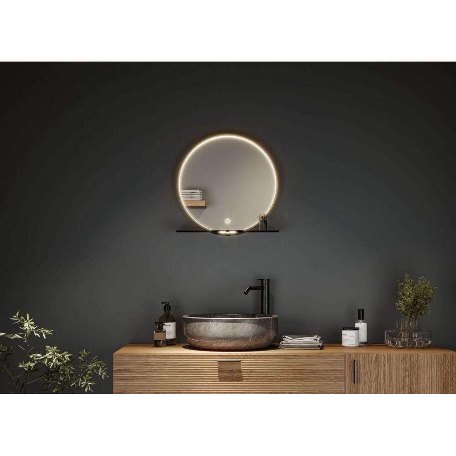 Miro LED Illuminated Mirror TW IP44 Amb. Mirror/Matt Negru - Paulmann