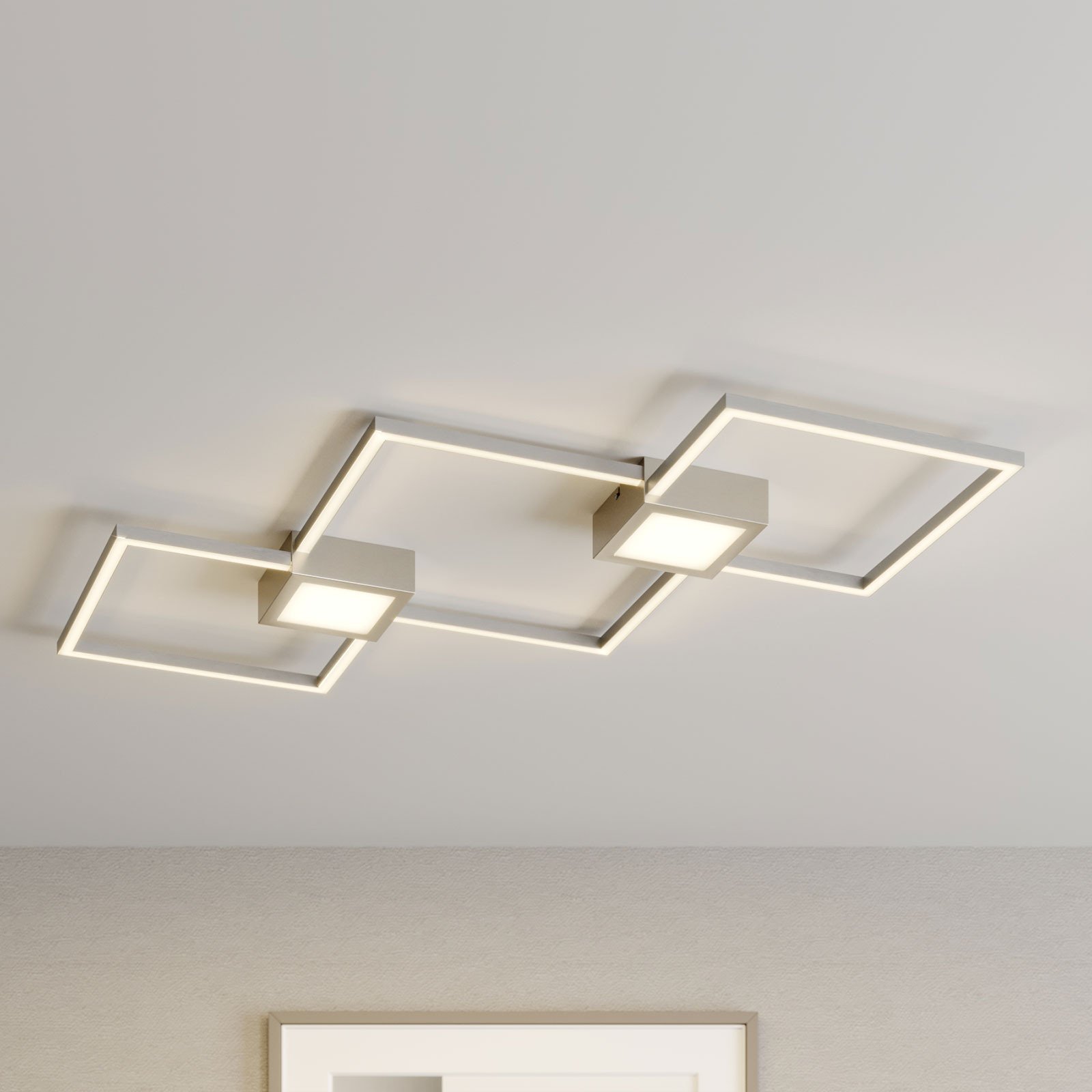 Lindby Makoto plafonieră LED 2 becuri dimabilă - Camera de zi / sufragerie - Modern - nichel - Metal