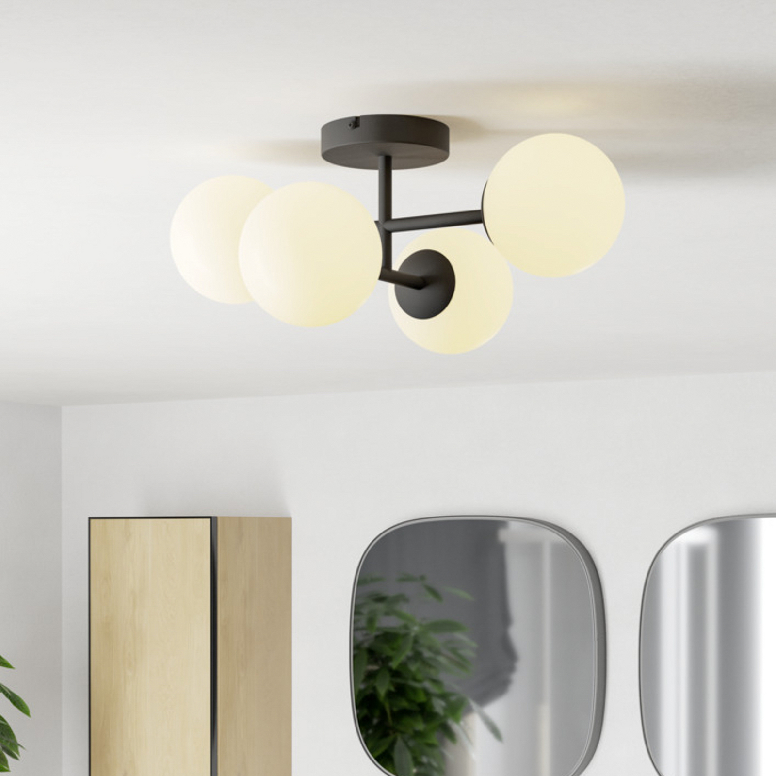 EGLO Deckenlampe CASTROVIDO schwarz 48 cm 4-flg. IP44 G9-LED