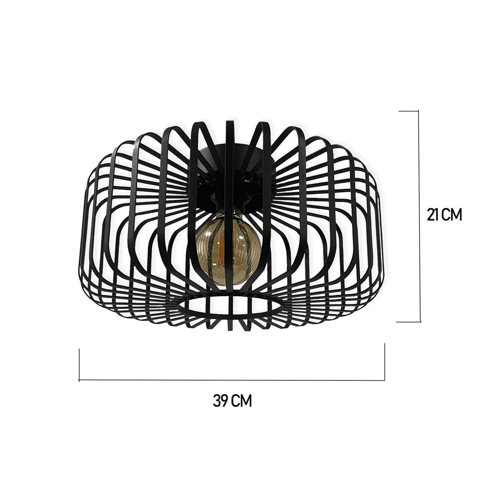Lampa sufitowa Niko, czarna, Ø 39 cm, metal, E27