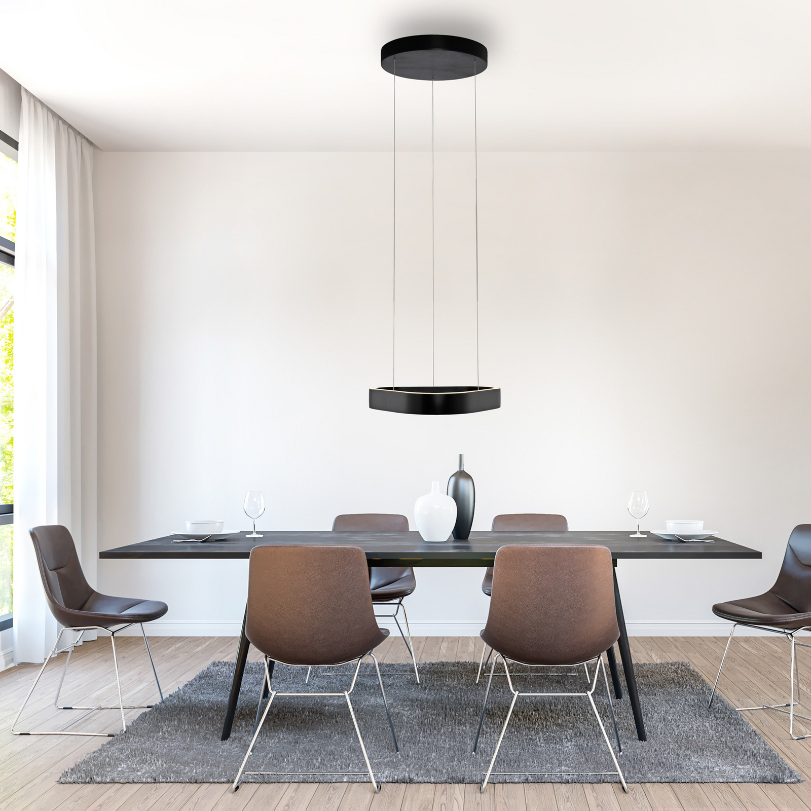 Lámpara colgante LED Q-Stretto de Paul Neuhaus, negra, 40,8 cm