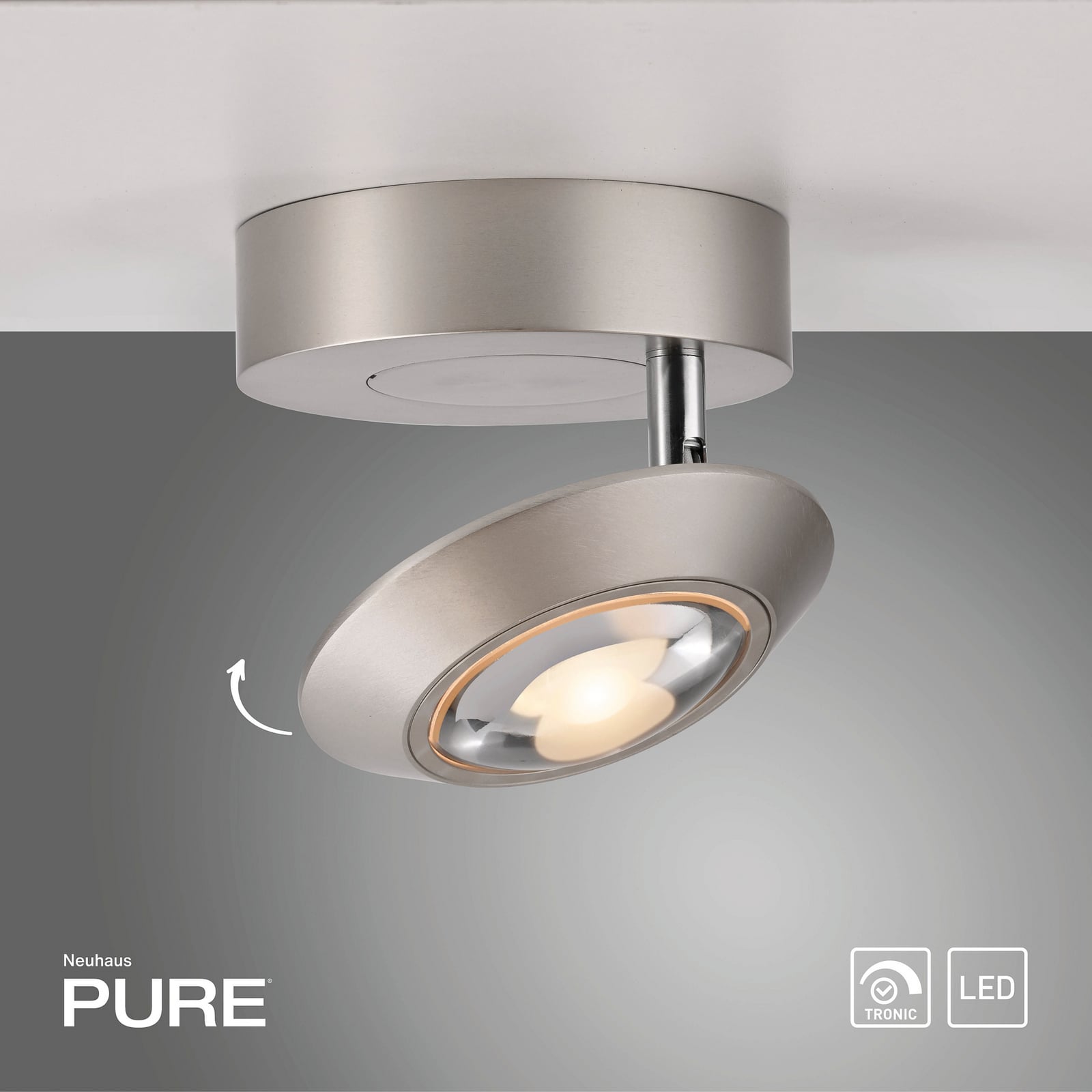 Oculis LED-Deckenlampe, silberfarben Ø15cm Eisen/Glas - PURE Oculis LED-Deckenlampe, silberfarben Ø15cm Eisen/Glas - PURE