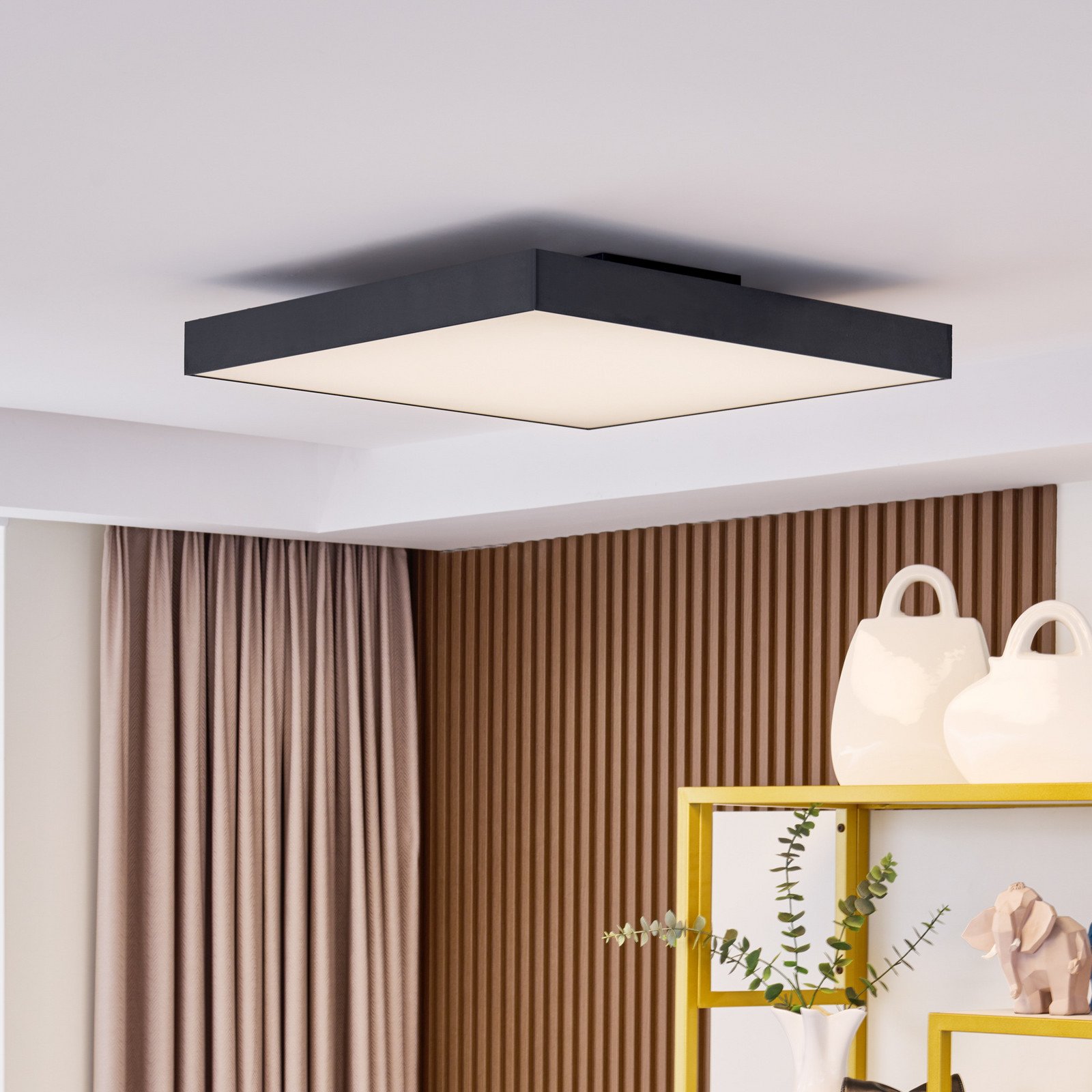 Plafonieră cu LED-uri Lucande Leicy negru 60 cm RGBIC CCT - Camera de zi / sufragerie - modern - negru alb - Metal