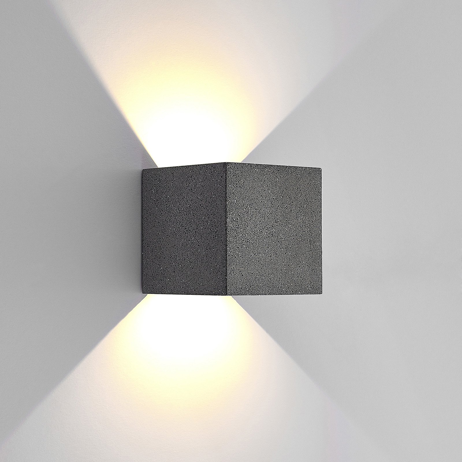 Lucande Naja LED outdoor wall light, concrete, concrete, 10.2 W, energy efficiency: A+, W: 12 cm, H: 12 cm