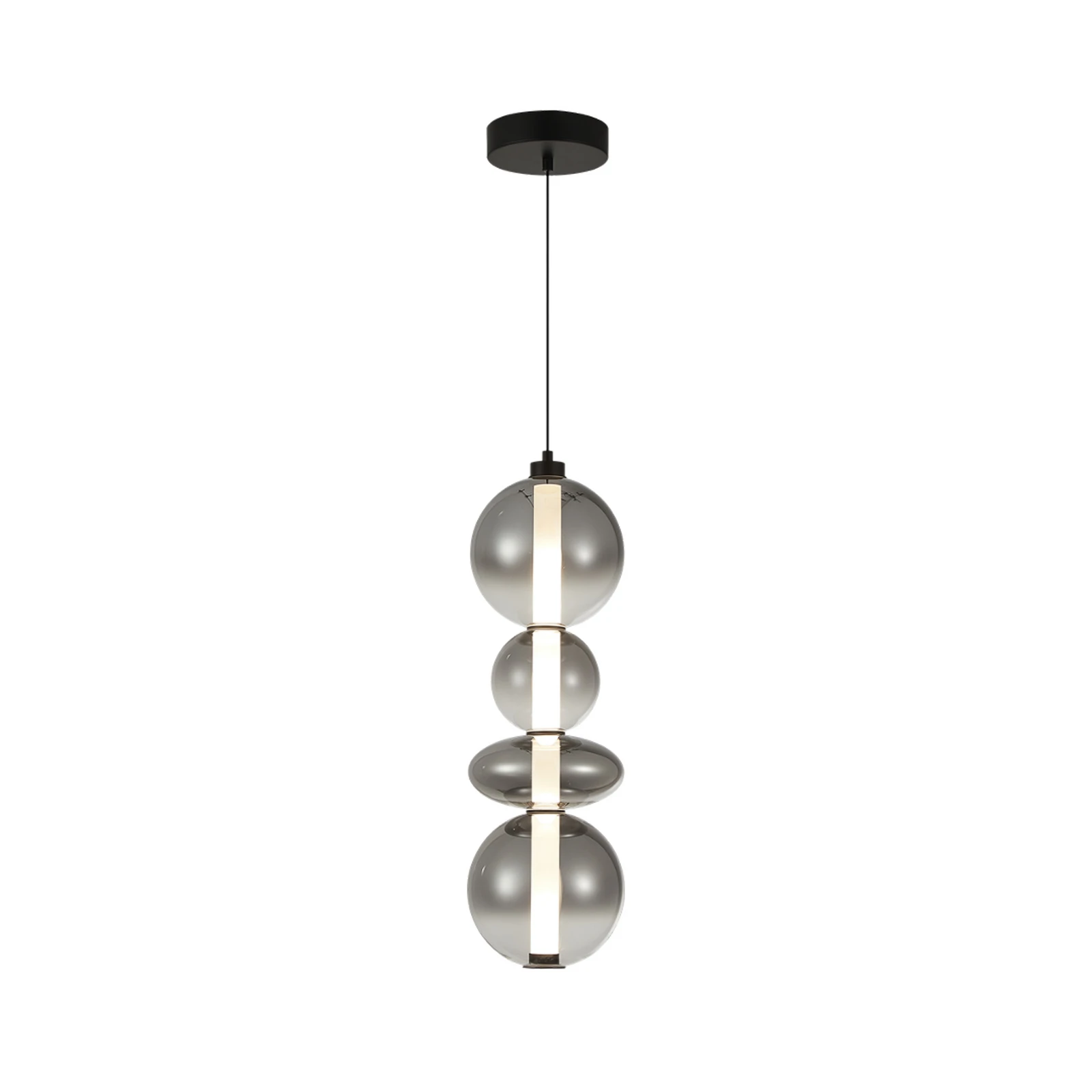 LED viseća svjetiljka Daphne, staklo sivo-prozirno, visina 62 cm