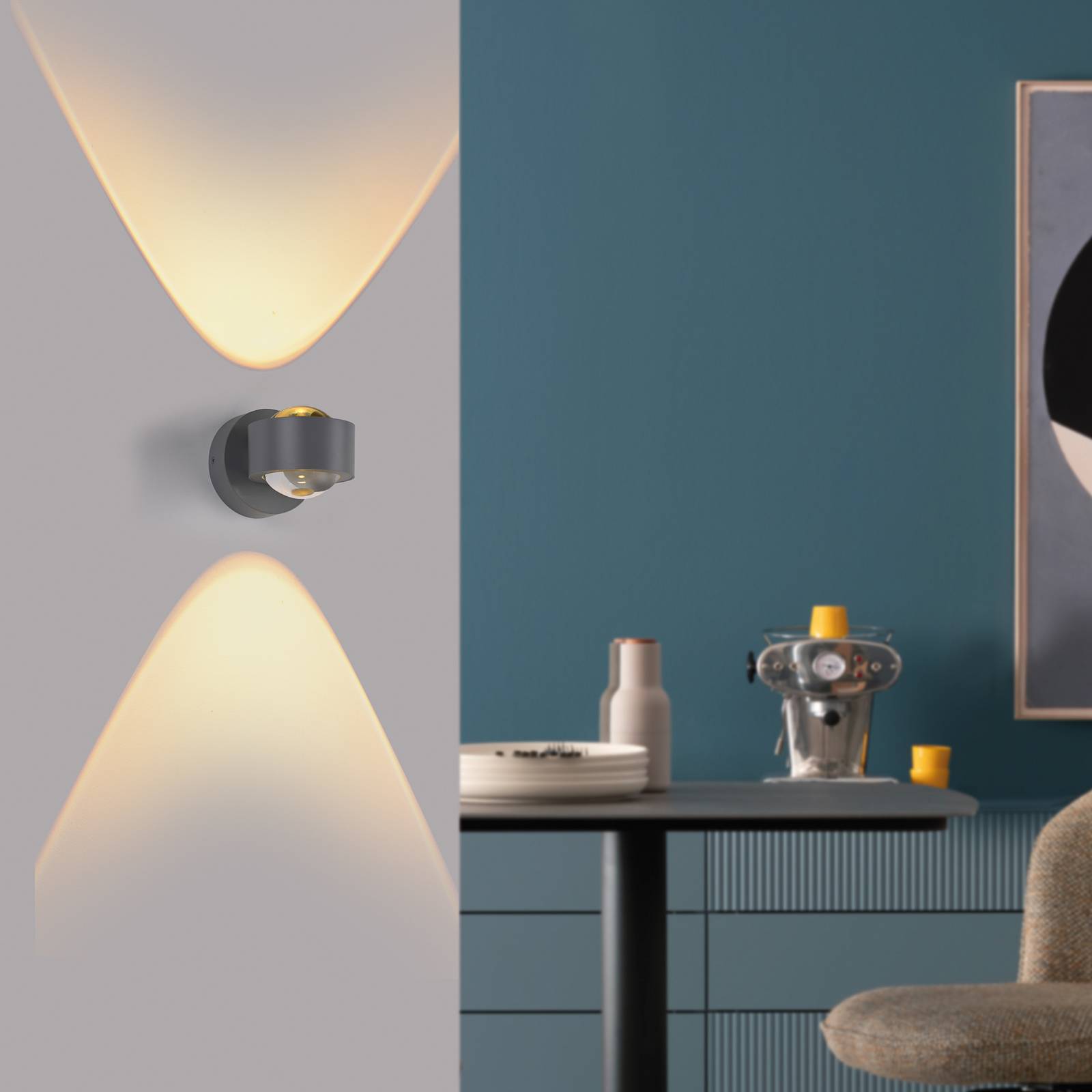 Schöner Wohnen Kinkiet LED Chia, srebrny, 3000 K, up/down