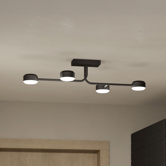 LED-Deckenleuchte Clavellina, schwarz, vierflammig