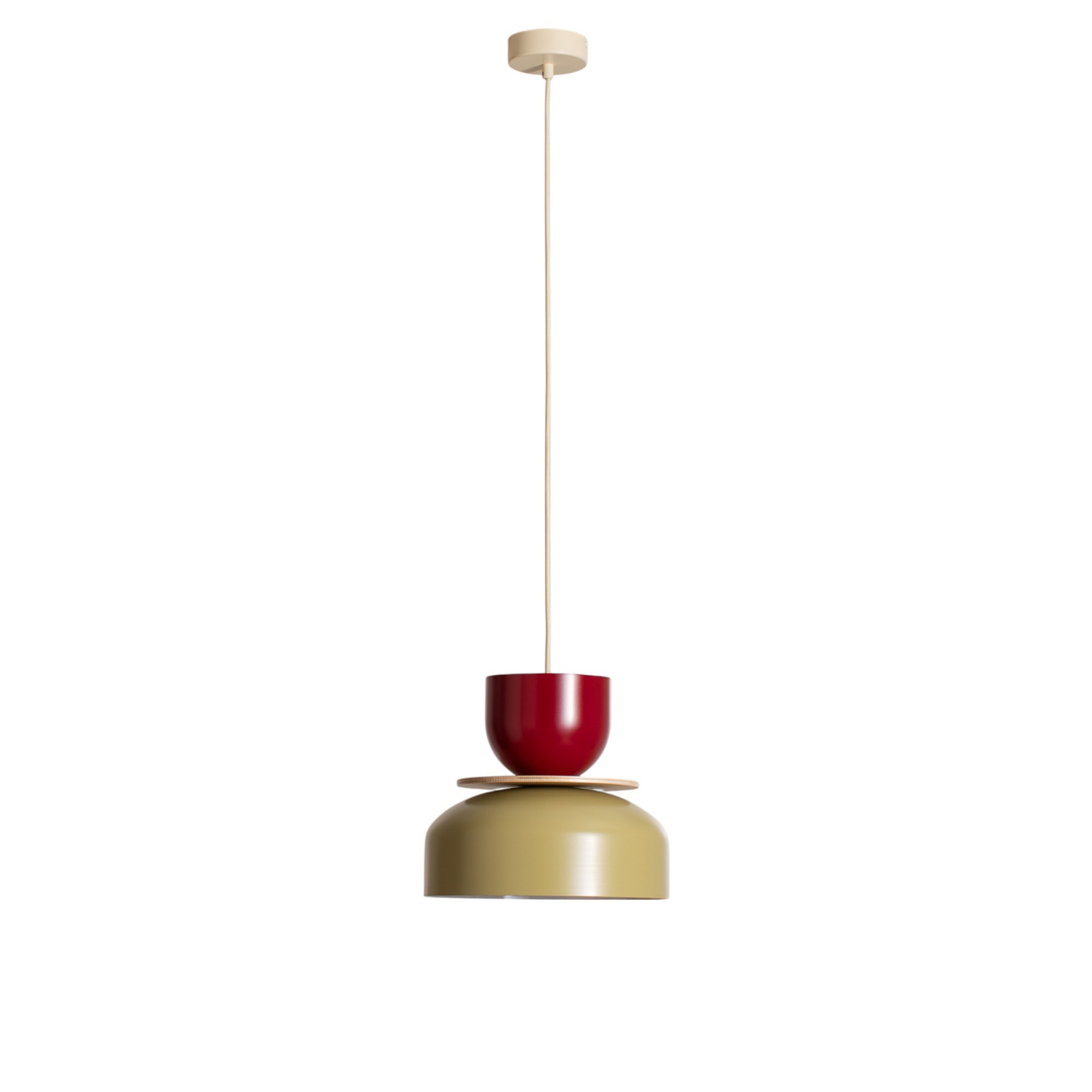 Uto hanging light, light brown/dark red, 30 cm, metal - ALDEX