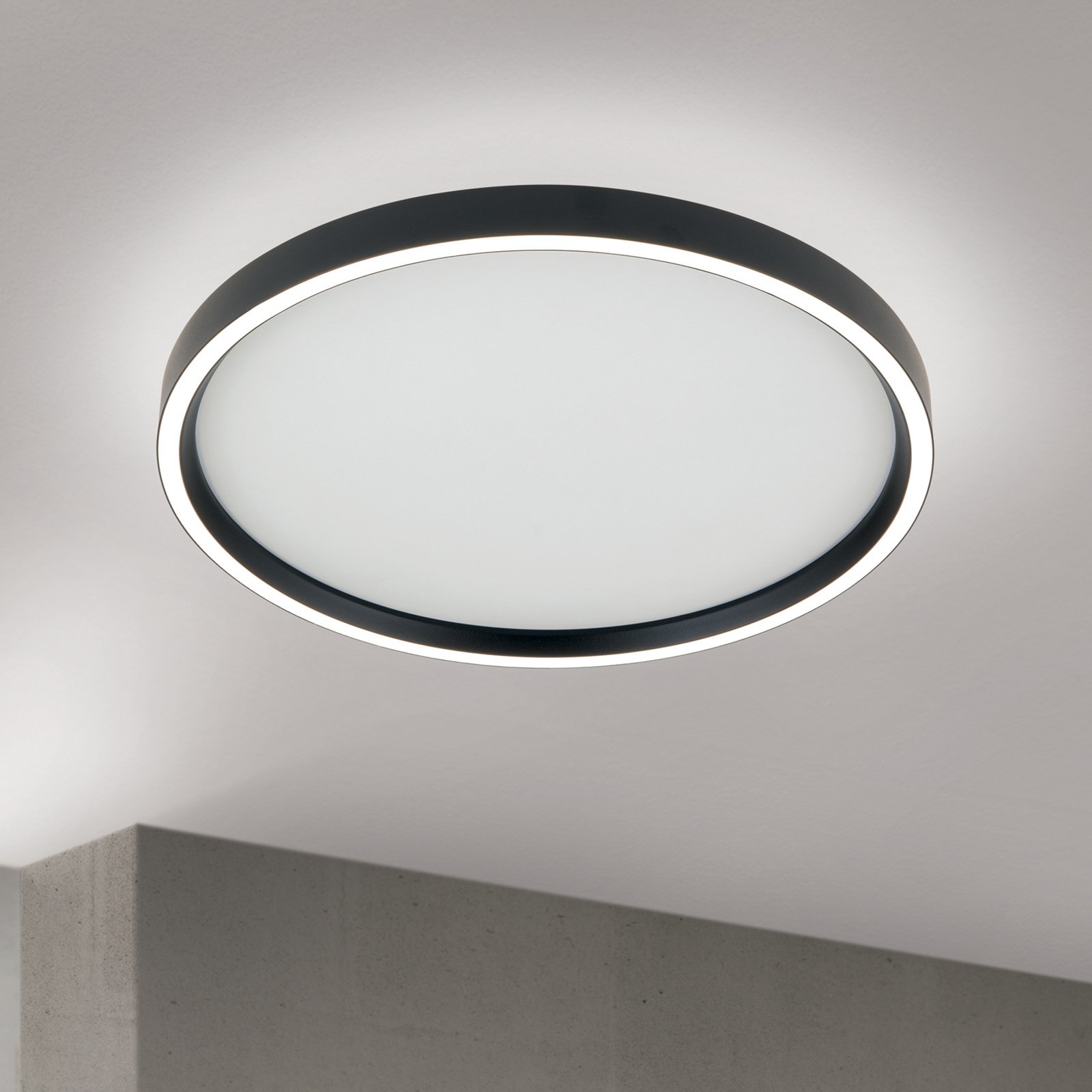 Φωτιστικό οροφής LED Masca, μαύρο, Ø 40 cm, CCT, μέταλλο, ρυθμιζόμενο