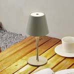 Lámpara de mesa Lindby LED recargable Janea, cruzada, verde, metal