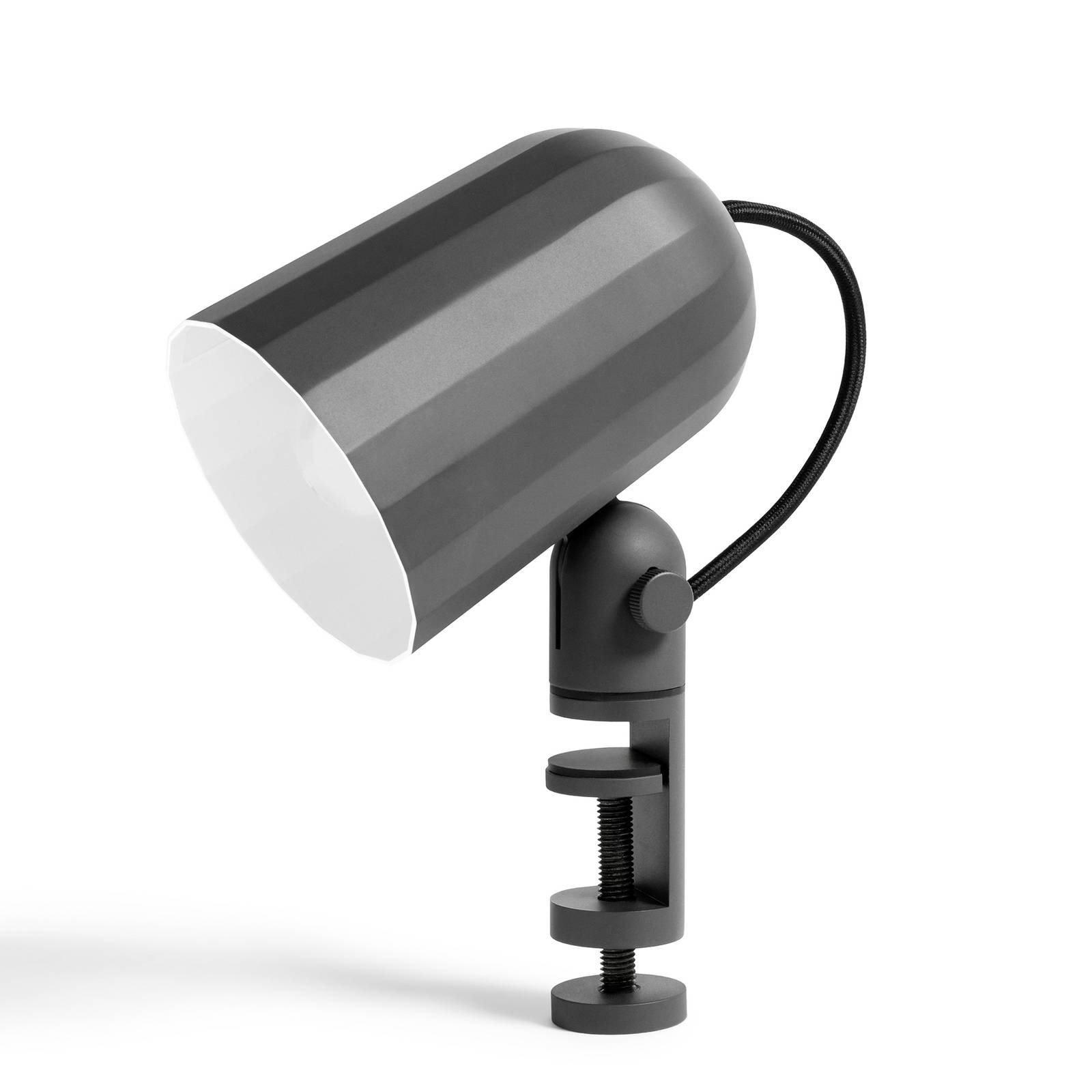 HAY Noc Clamp LED clip-on light, dark grey, for Living / Dining Room, aluminium, E14, 5.5 W, W: 11 cm, H: 14 cm