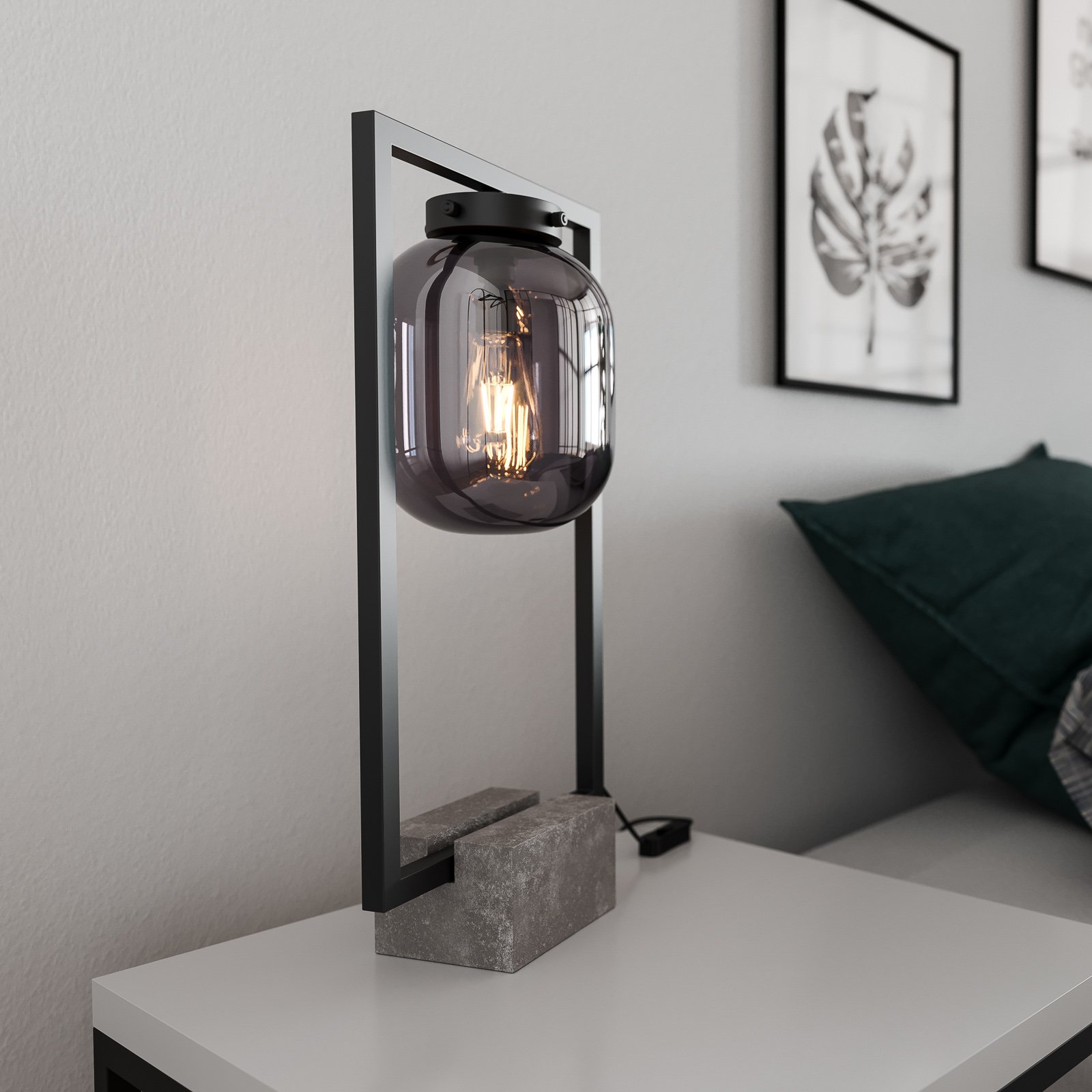 By Rydéns Dixton stolní lampa 52 cm, kouřové sklo