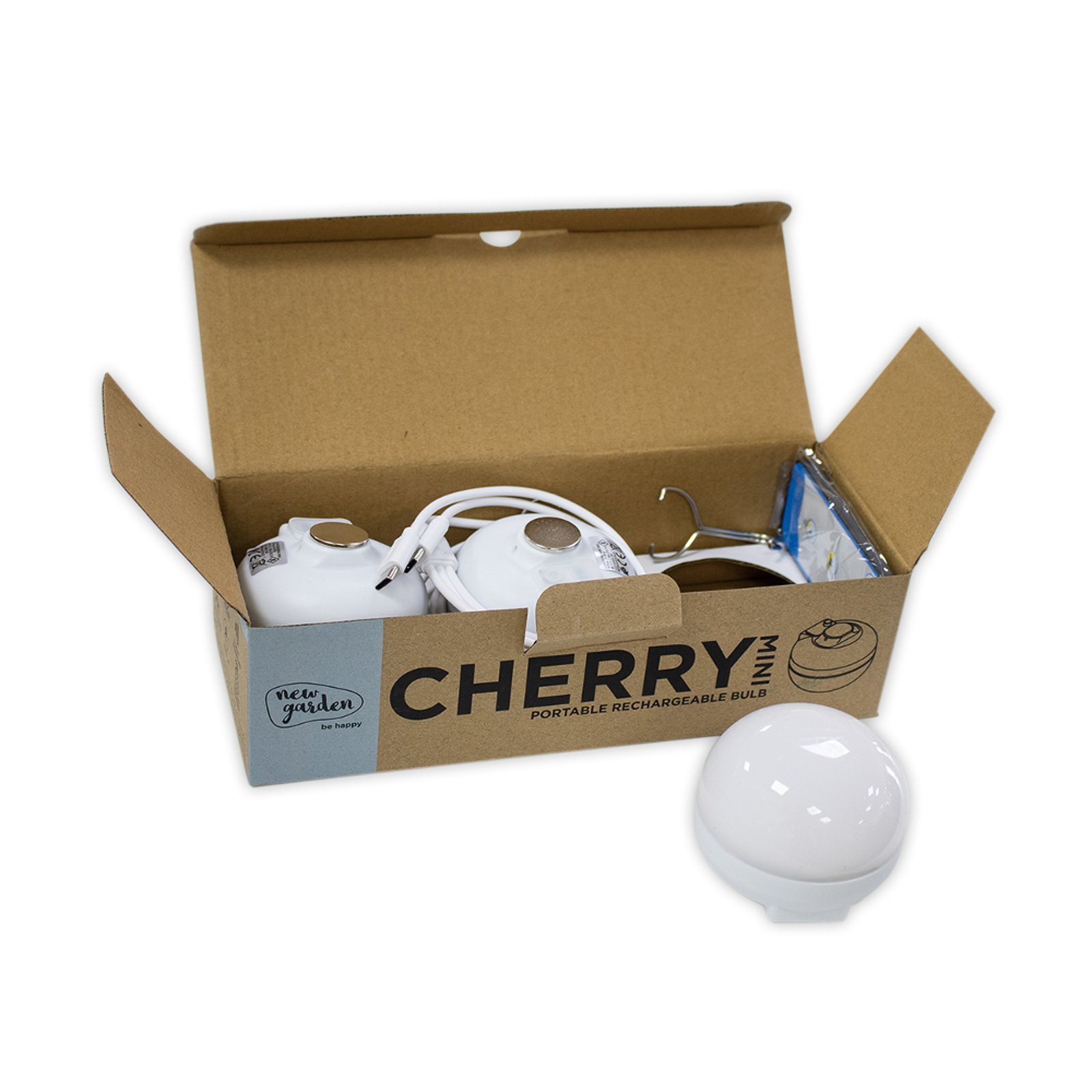 Conjunto de 3 lâmpadas recarregáveis Lamp Newgarden Cherry Mini LED branco