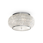 Stropné svietidlo IDEAL LUX Pasha, chrómová farba/číre, Ø 40 cm, sklo
