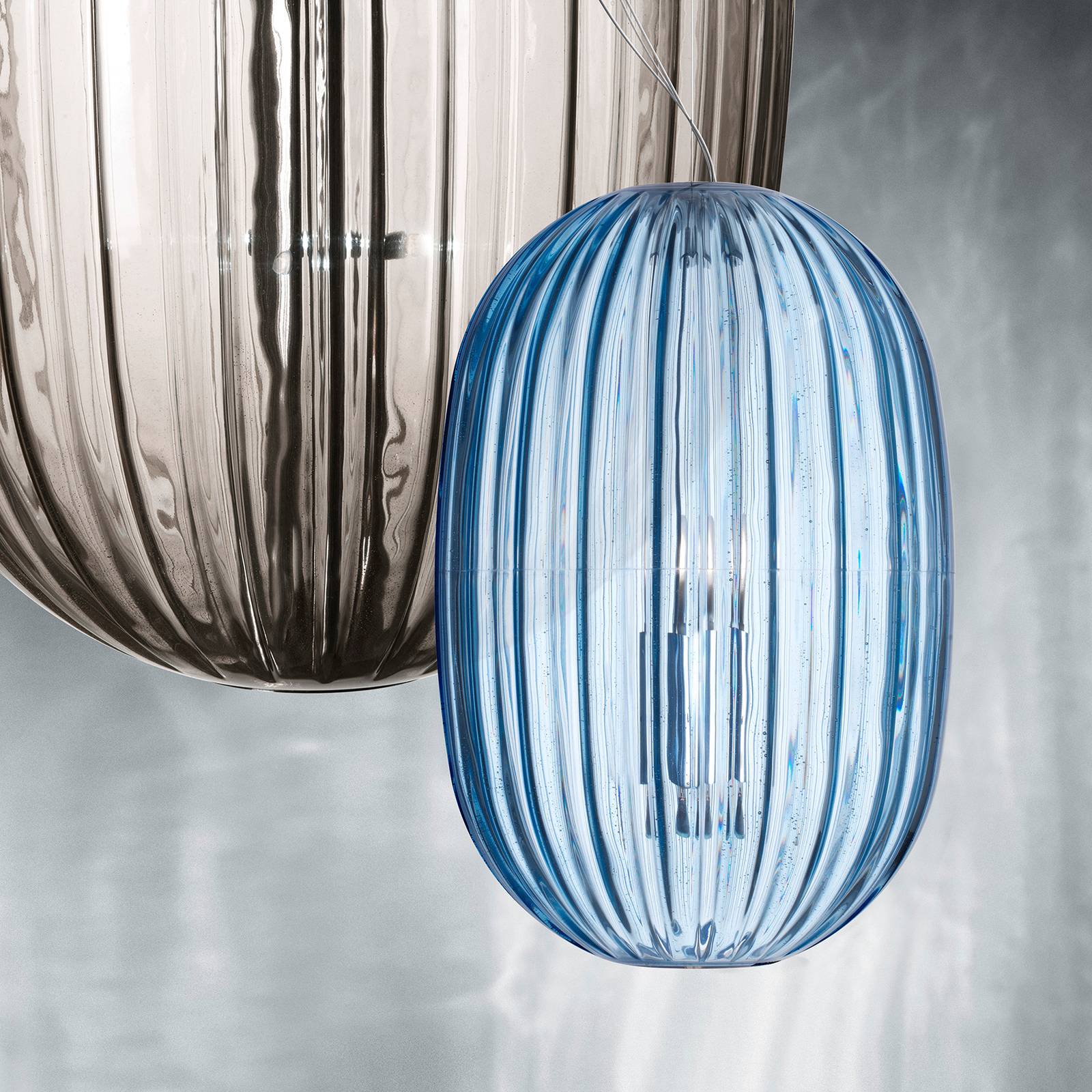 Foscarini Plass media lampa wisząca E27, niebieska
