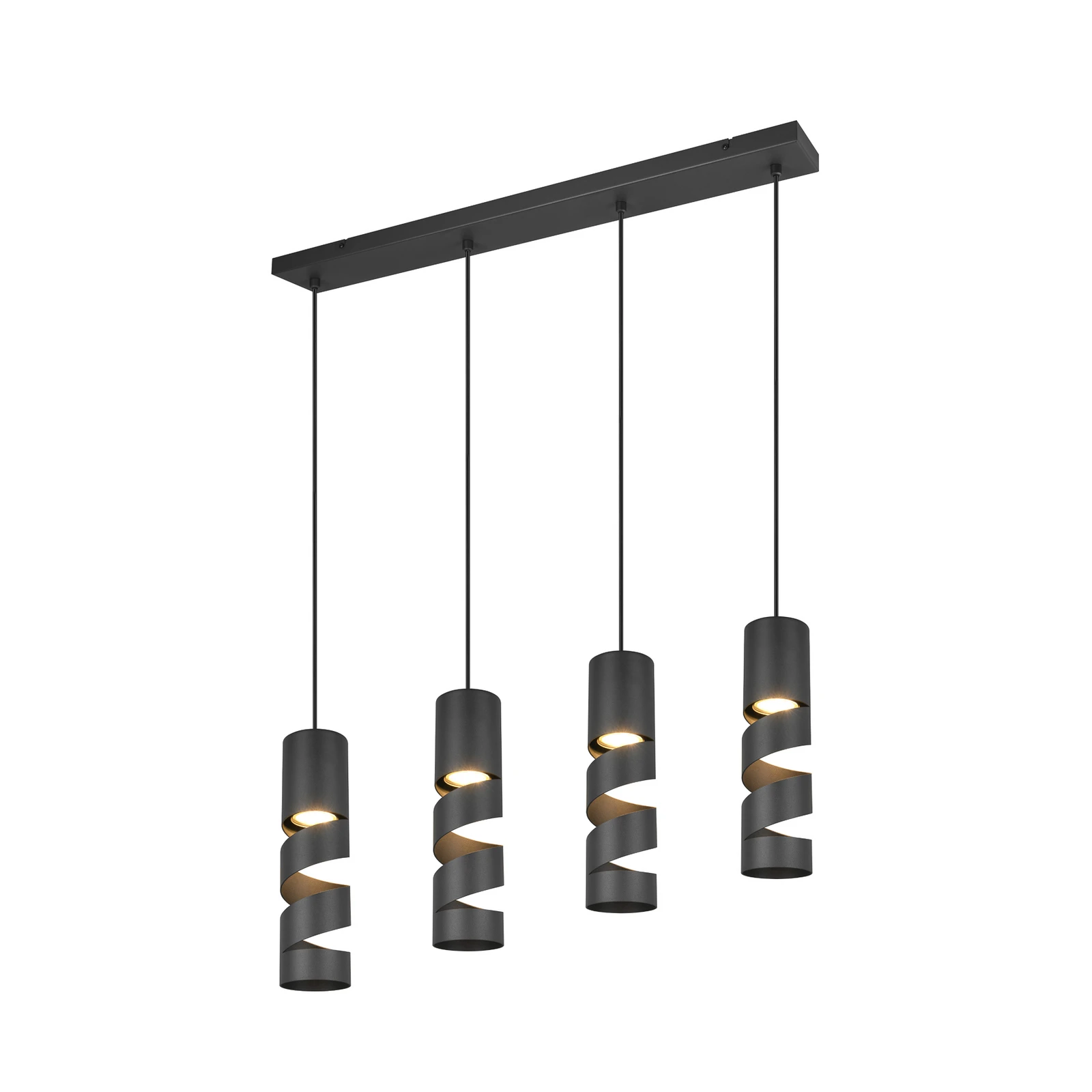 Suspension Stream, noir Longueur 80 cm 4 lampes Métal GU10