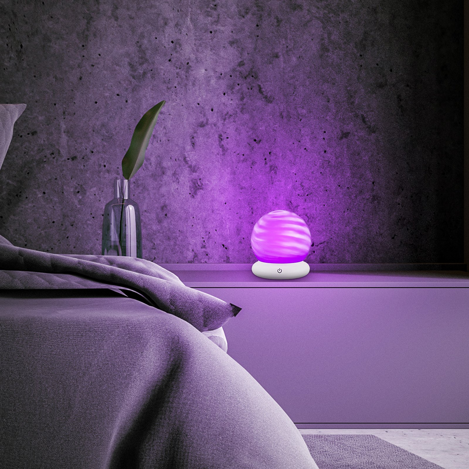 LED акумулаторна настолна лампа LUSTRO, бяла, Ø 15 cm, RGBW, touchdim