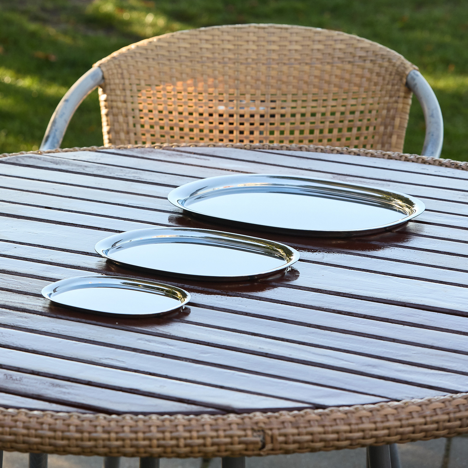 Superellipse Tablett, 3er-Set, Edelstahl - Piet Hein Superellipse Tablett, 3er-Set, Edelstahl - Piet Hein