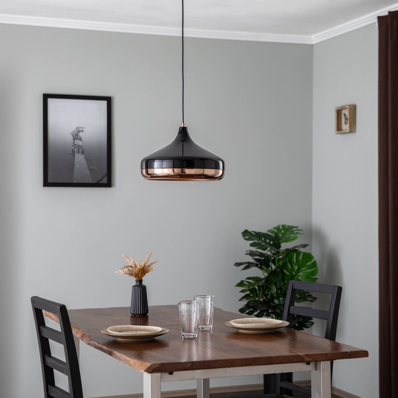 Lampa żyrandol Yildo 253-S 1-punktowa Ø36cm czarny/miedź