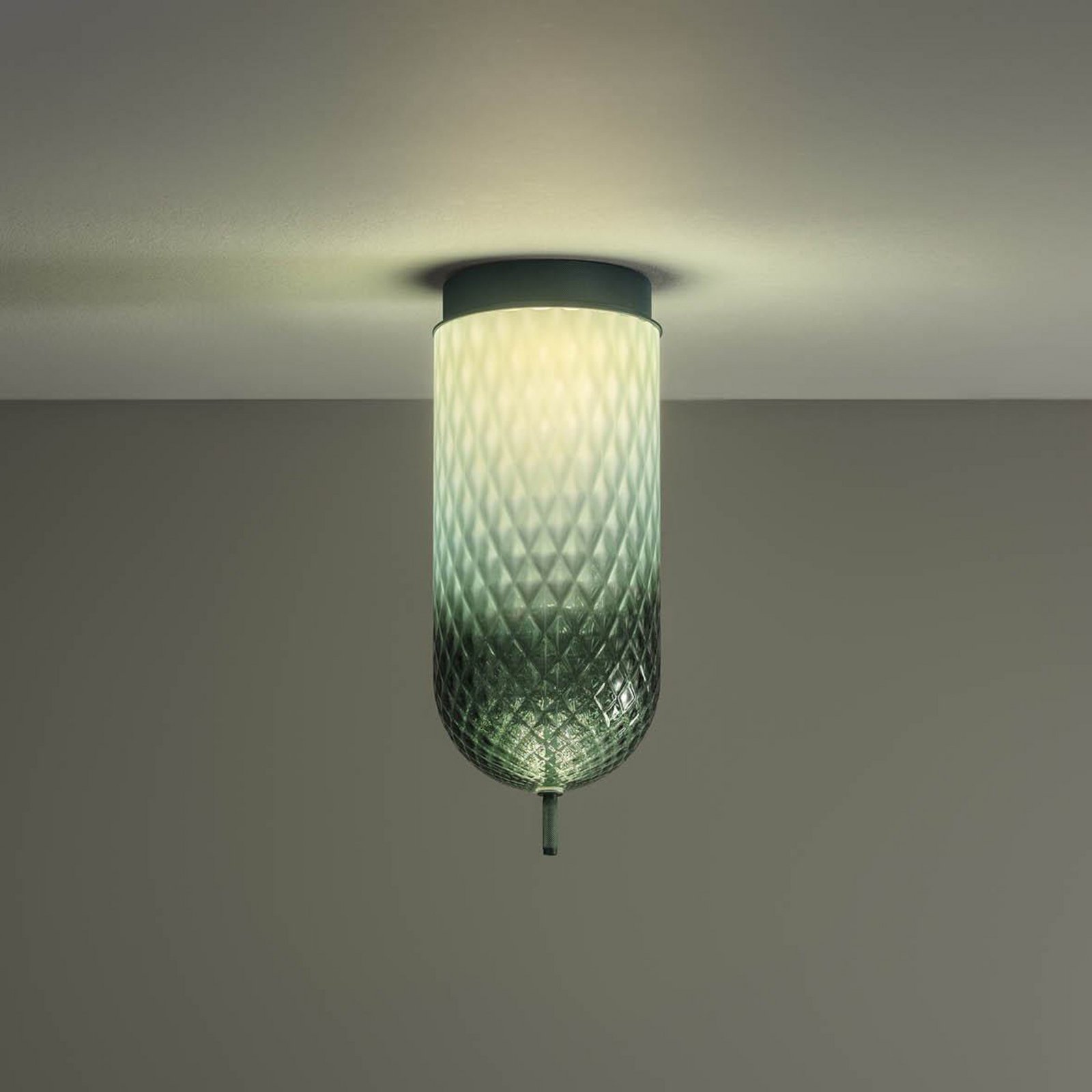 OLEV LED-Deckenlampe Curuba, grün, Glas, Höhe 40 cm, 2.700 K