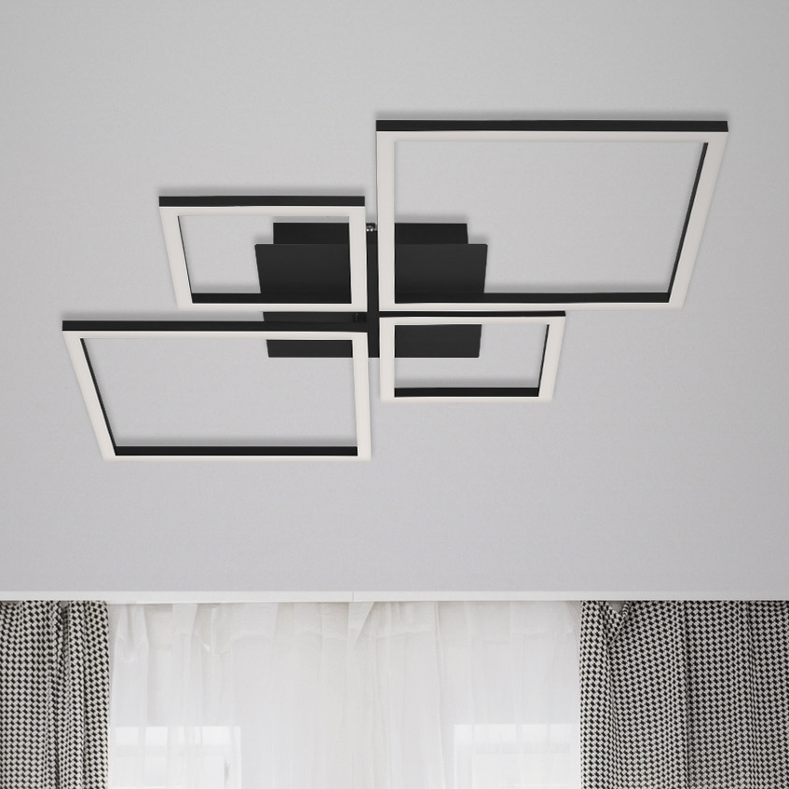 LED plafondlamp Frame, Step Dim, 4-lamps zwart