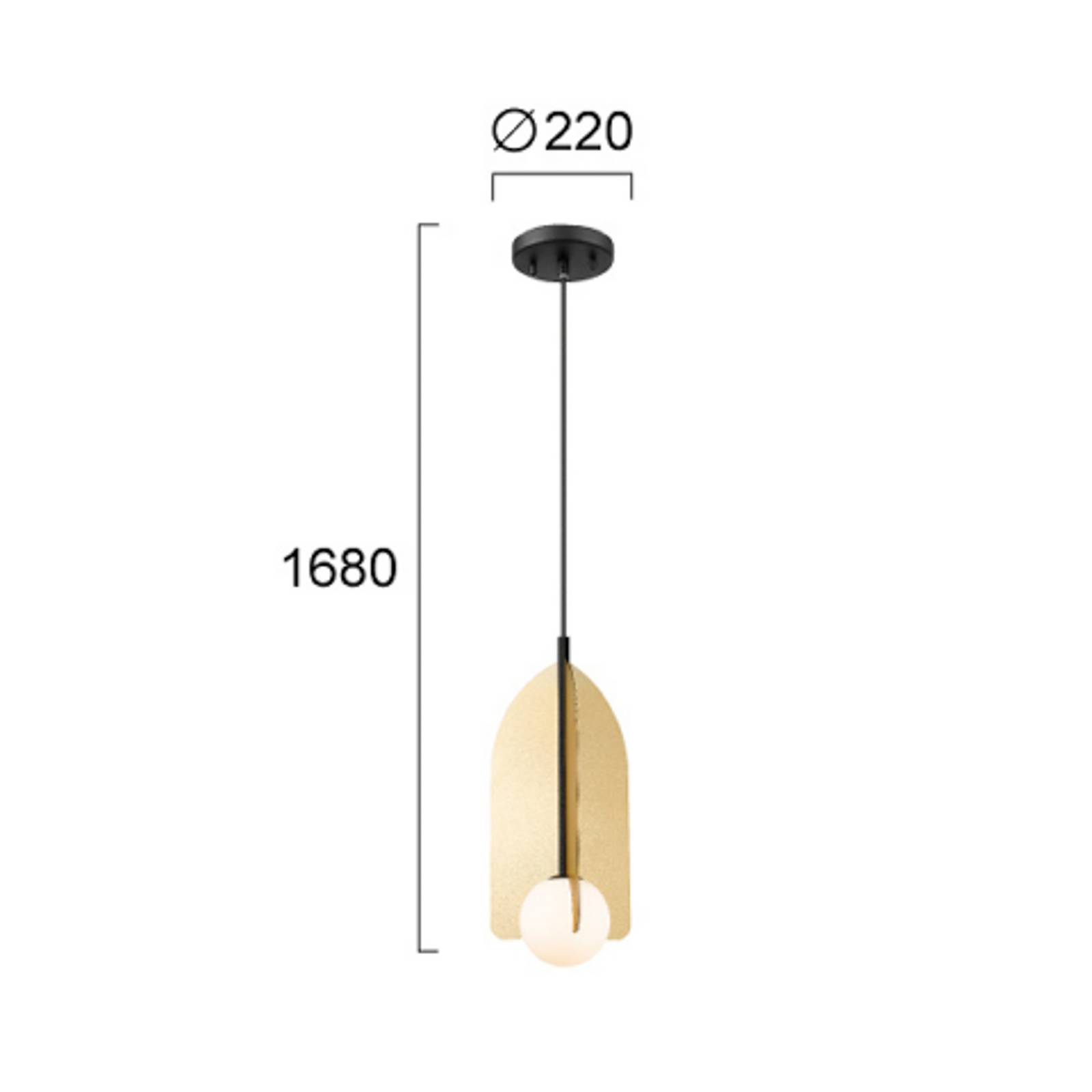 Hängelampe Fedora, Ø 22 cm, goldfarben, Metall/Glas günstig online kaufen