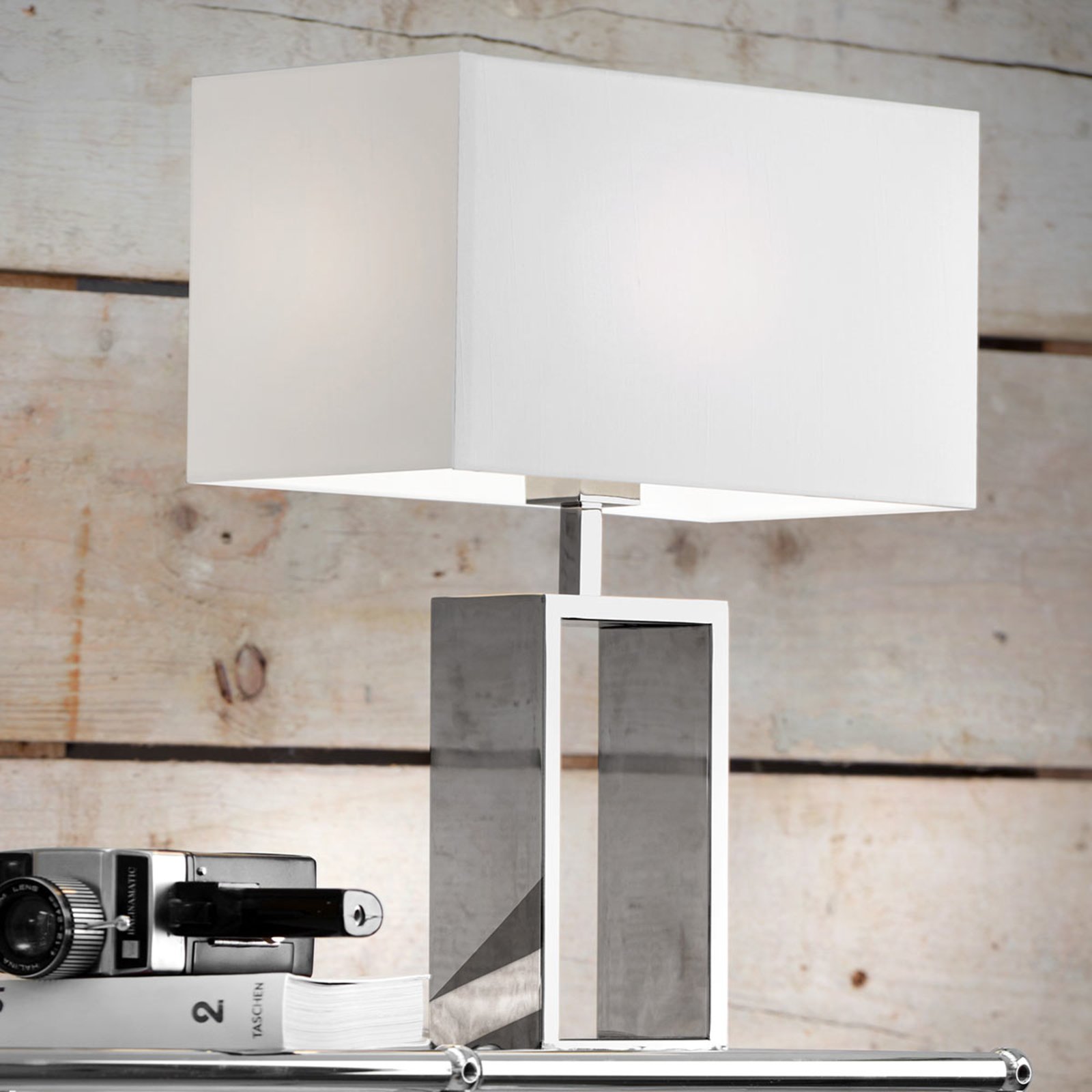 Villeroy & Boch Fabric table lamp Shanghai, stainless steel, for Living / Dining Room, metal, fabric, E27, 60 W, energy efficiency: A++, L: 34.5 cm, W: 18 cm, H: 47 cm