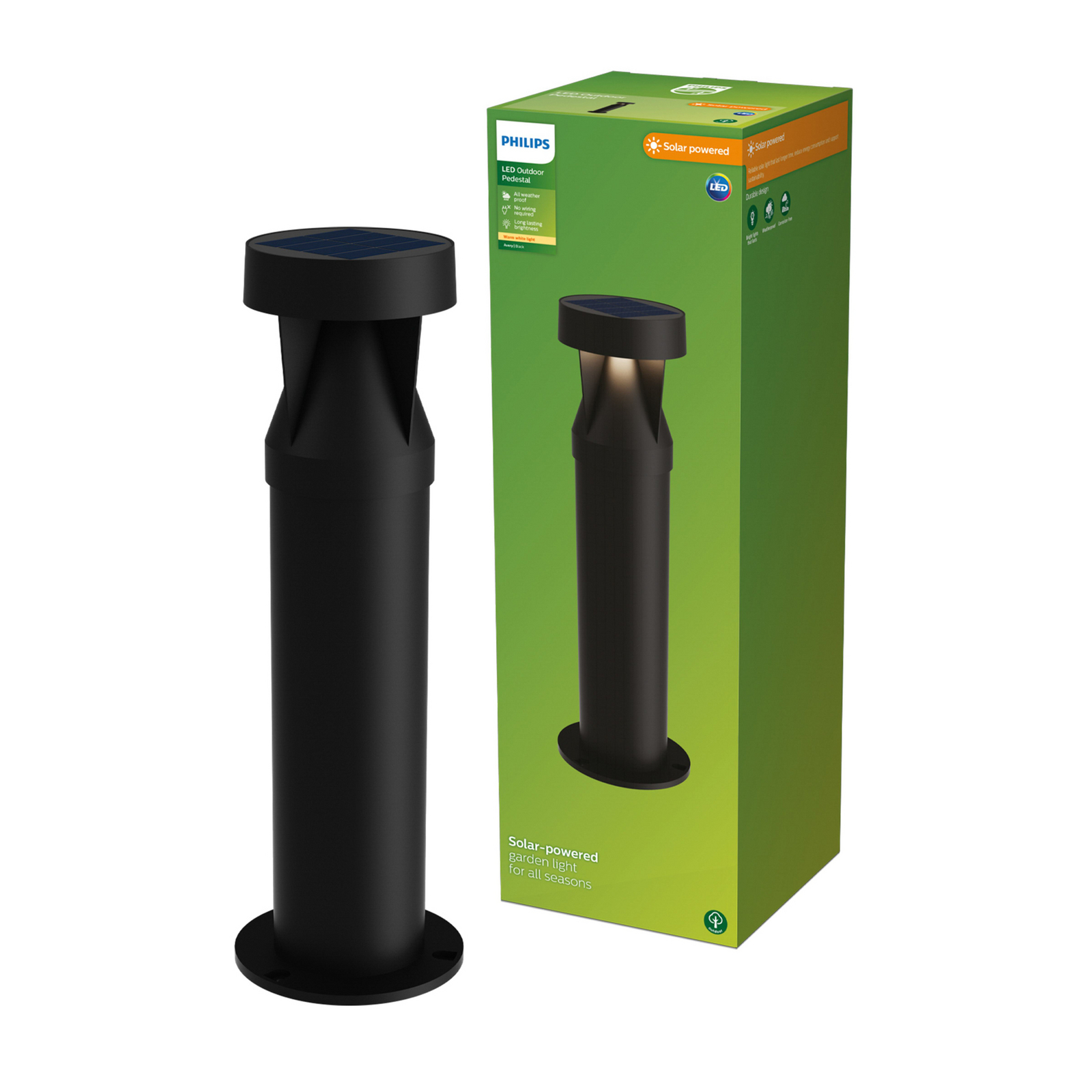 Philips LED-Solar-Sockelleuchte Avery, schwarz, IP44