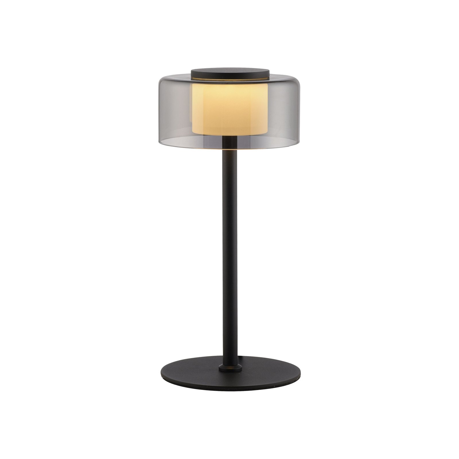 Paul Neuhaus lampe de table LED Rika, noir, hauteur 33 cm, verre