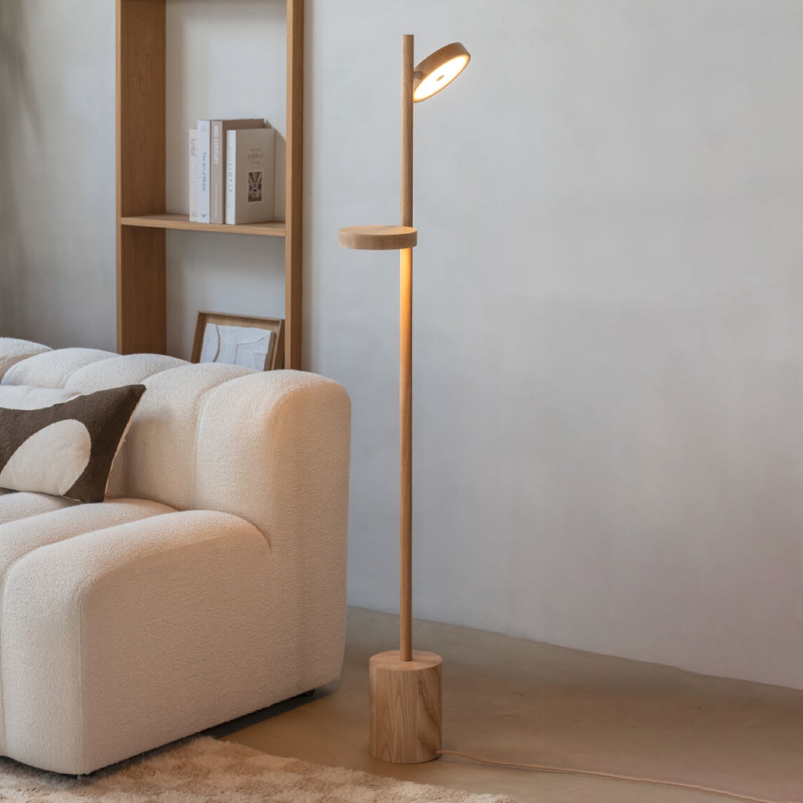 GOOD & MOJO LED-põrandalamp Okinawa, 2-osaline, naturaalne, 146 cm, puit