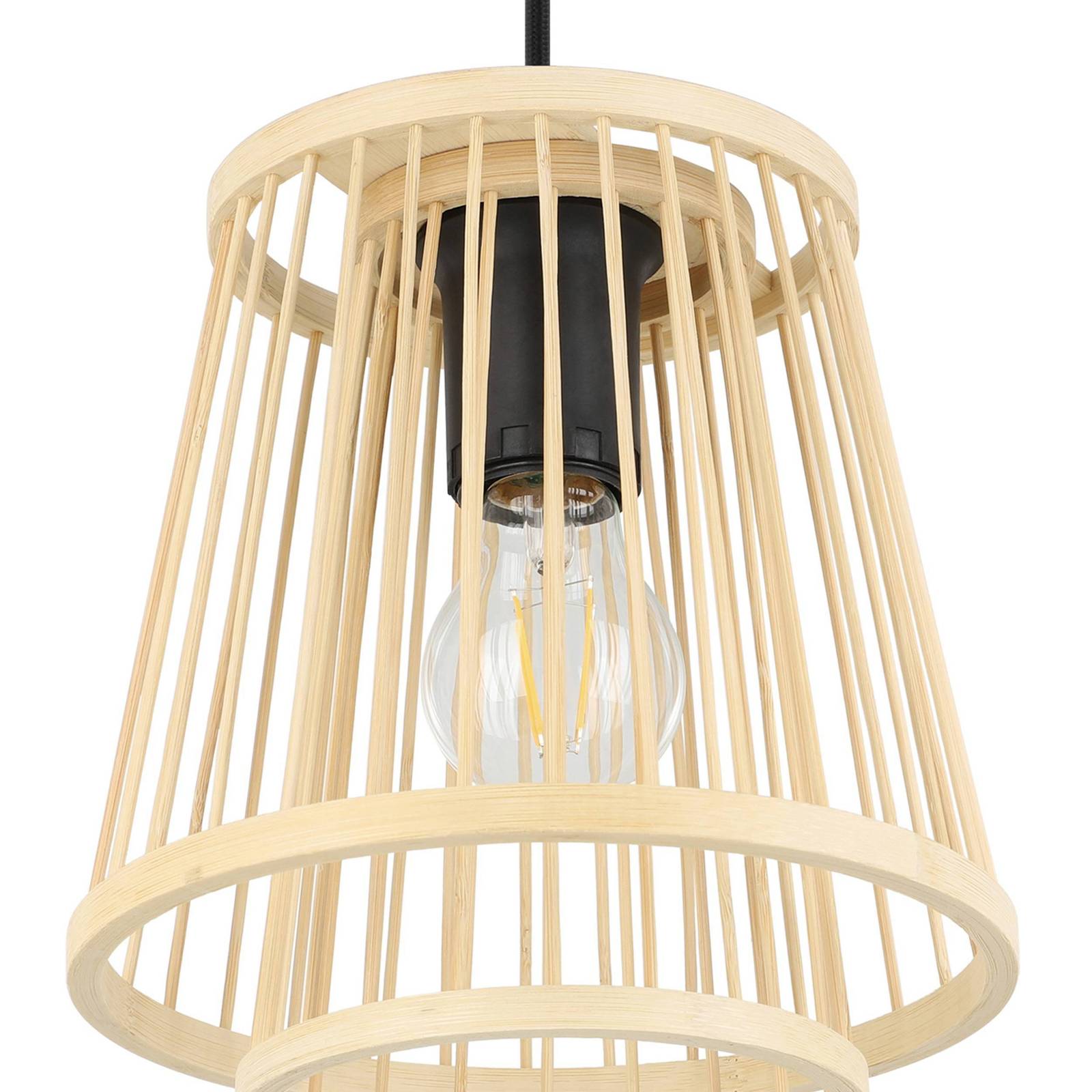 Lampa wisząca Hykeham, długość 91 cm, naturalna, 3-punktowa, bambusowa