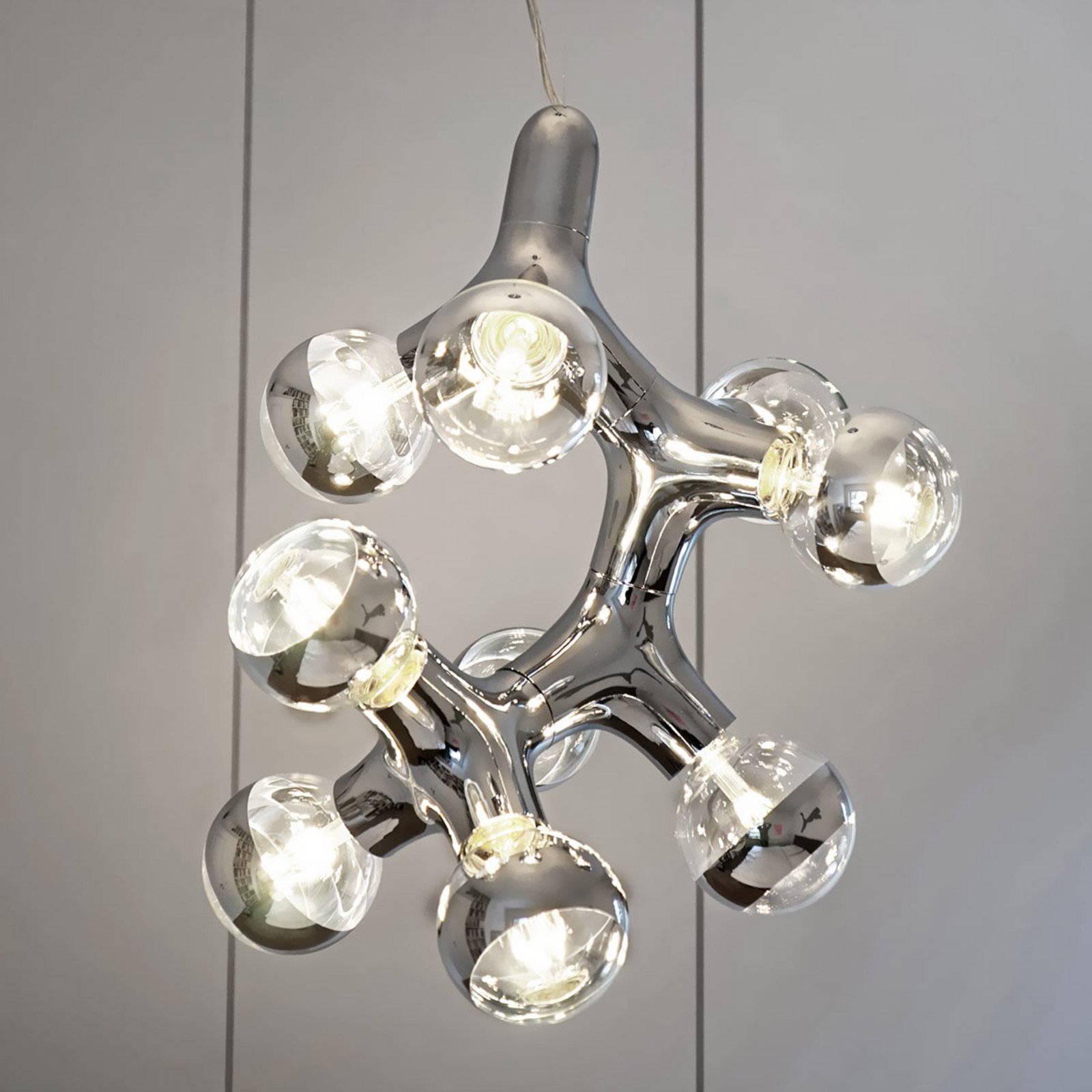 next DNA Quattro - Lampă suspendată 9 lumini cromată - Camera de zi / sufragerie - design - Plastic