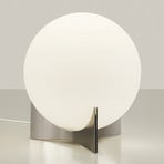 Lampada da tavolo Terzani Oscar, colore nichel, Ø 20 cm, vetro opalino