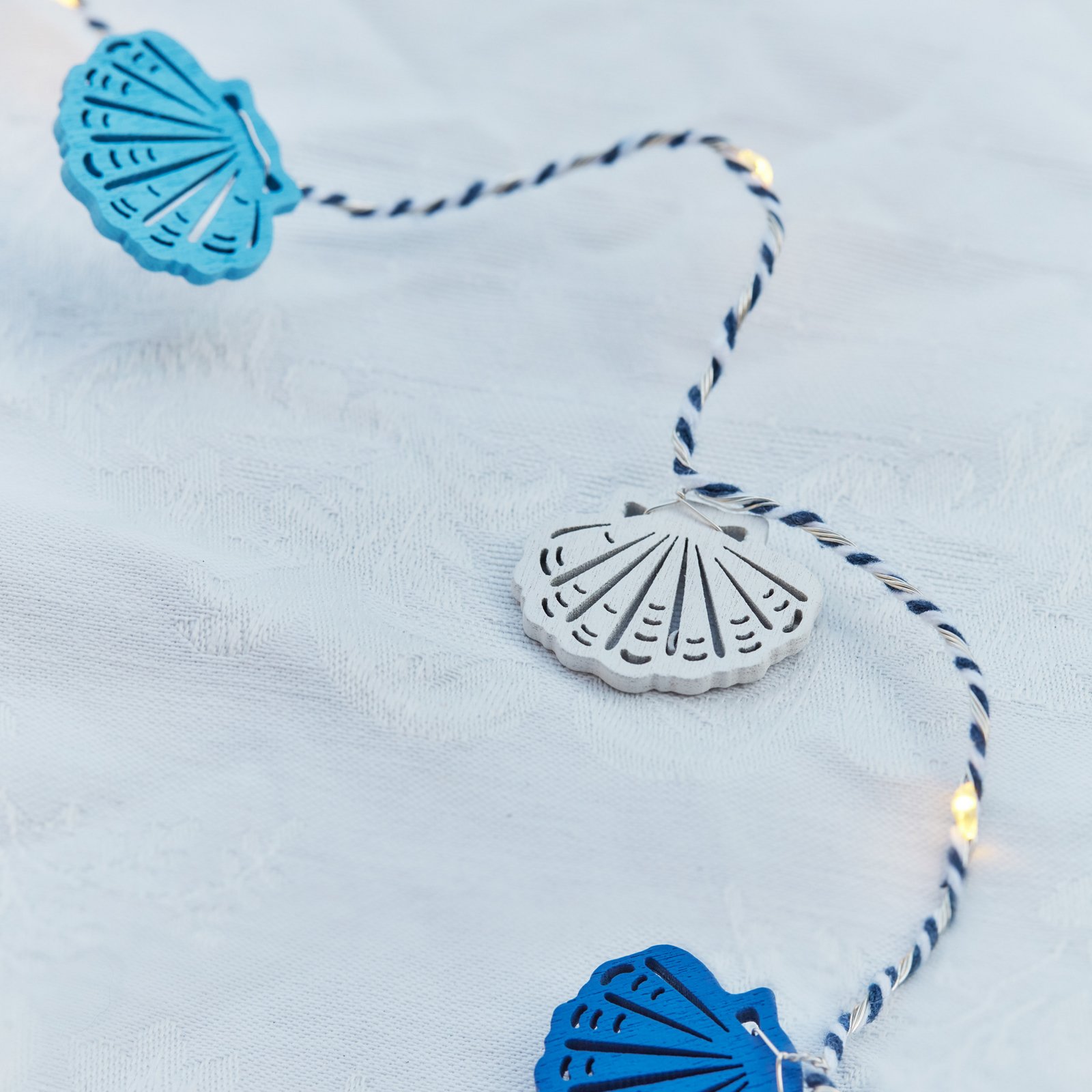 LED-Lichterkette Selma Clam, blau, 20-flg., Batteriebetrieb LED-Lichterkette Selma Clam, blau, 20-flg., Batteriebetrieb