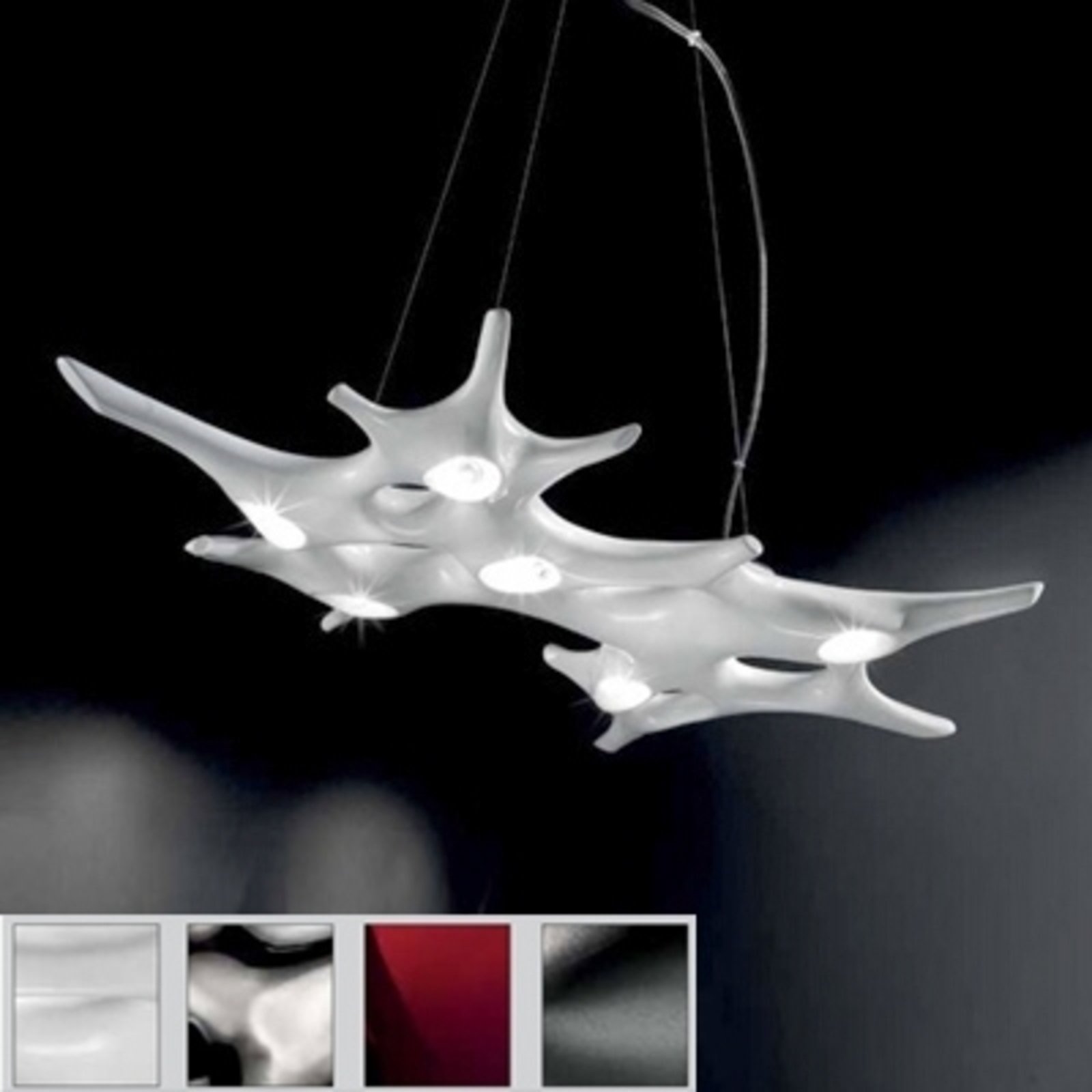 Hanglamp BAOBAB, abstracte vorm, wit