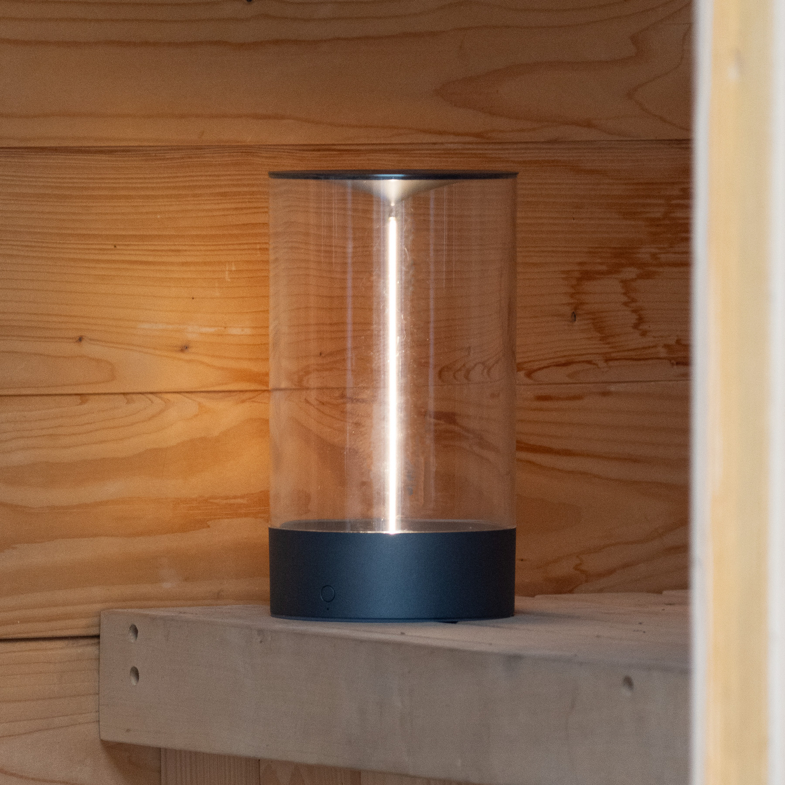 LED tafellamp Edison, hoogte 23 cm, grijs/helder, IP54 LED tafellamp Edison, hoogte 23 cm, grijs/helder, IP54