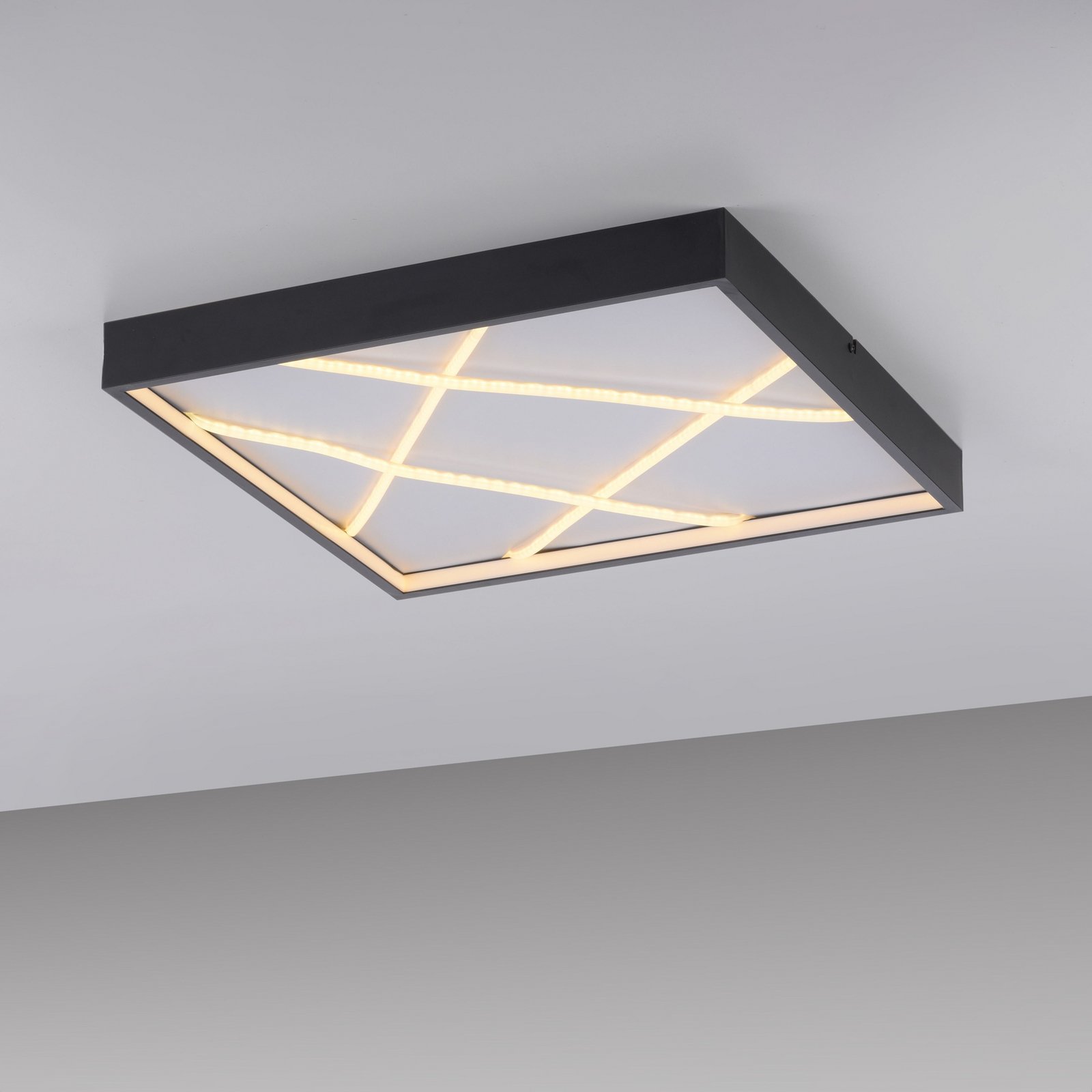 JUST LIGHT. LED plafondlamp Mikado, 50 x 50 cm, zwart
