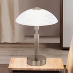 Tafellamp SOLO 1, mat nikkel, hoogte 32 cm, metaal/glas, dimbaar