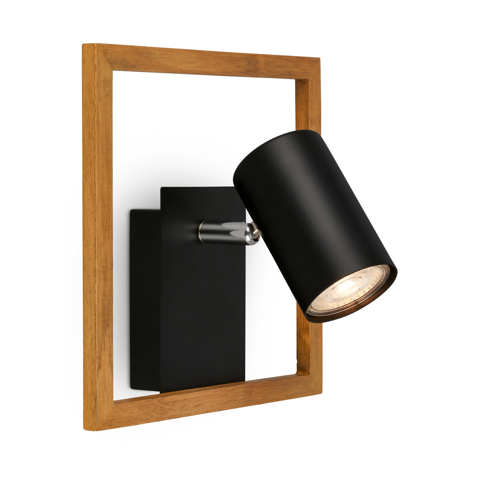2138015 wall spotlight in black, wooden frame