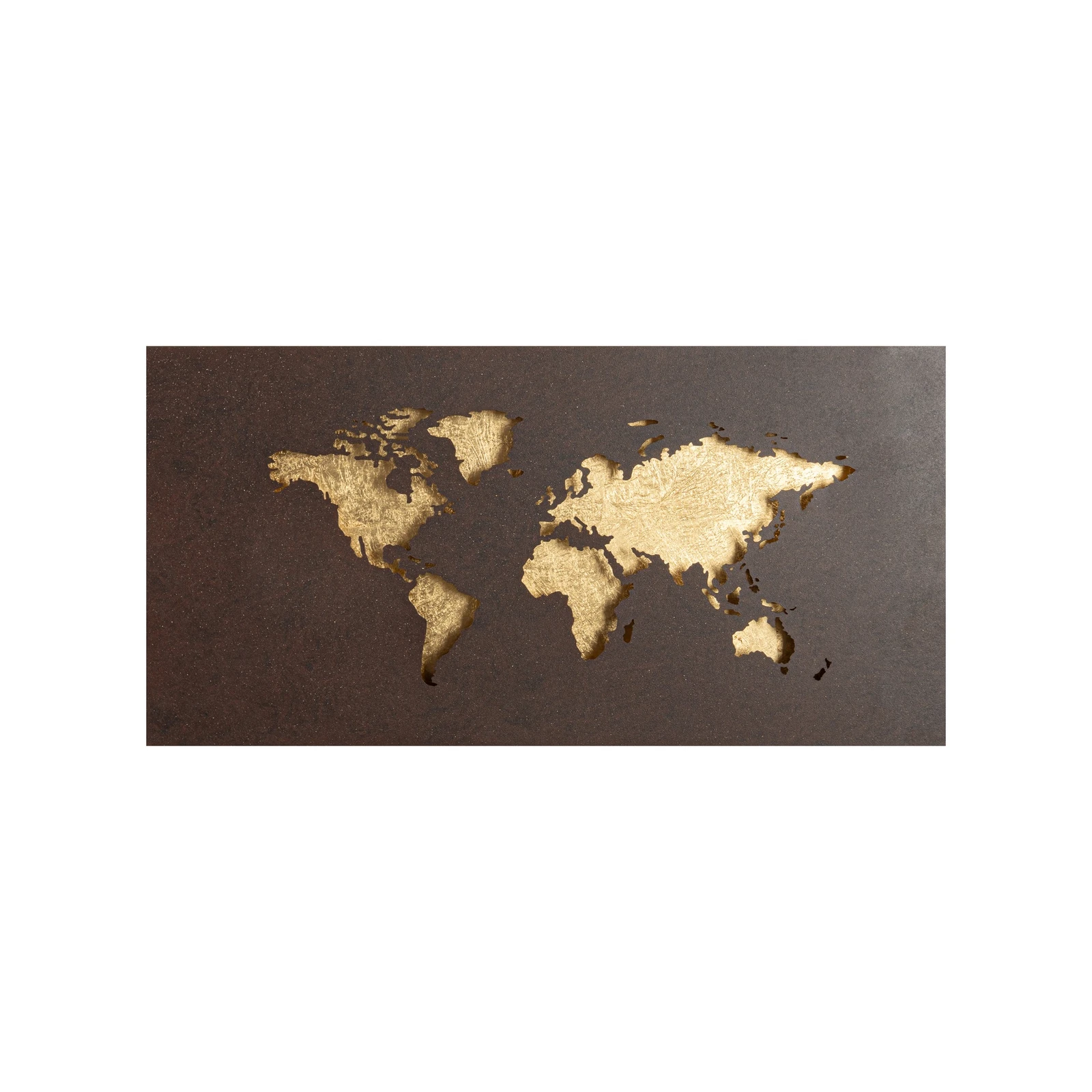 Lucande LED-Wandleuchte World, rost/gold, 60 cm x 30 cm