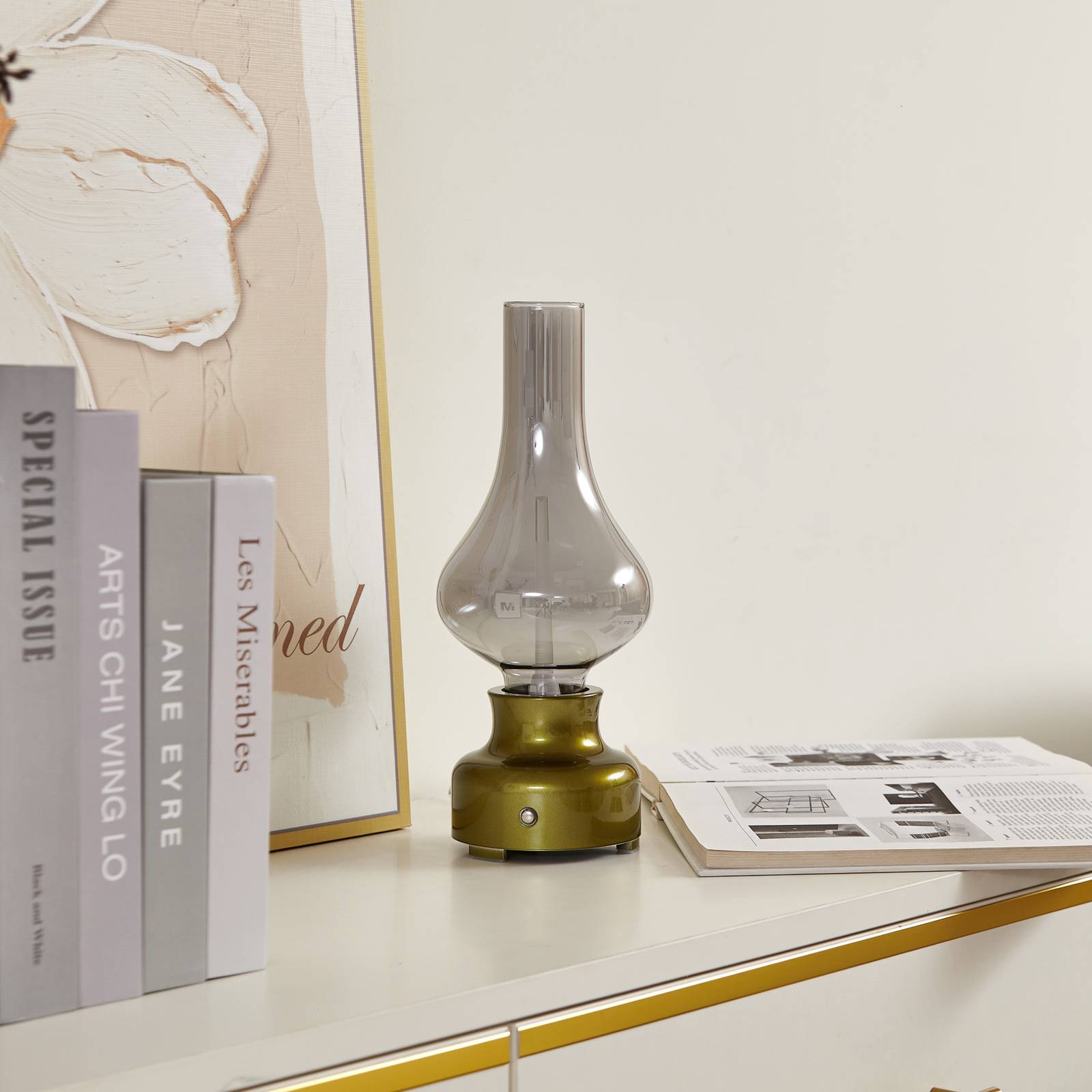 Lindby Nabíjecí stolní lampa Lindby LED Maxentius, zelená, dotykový stmívač