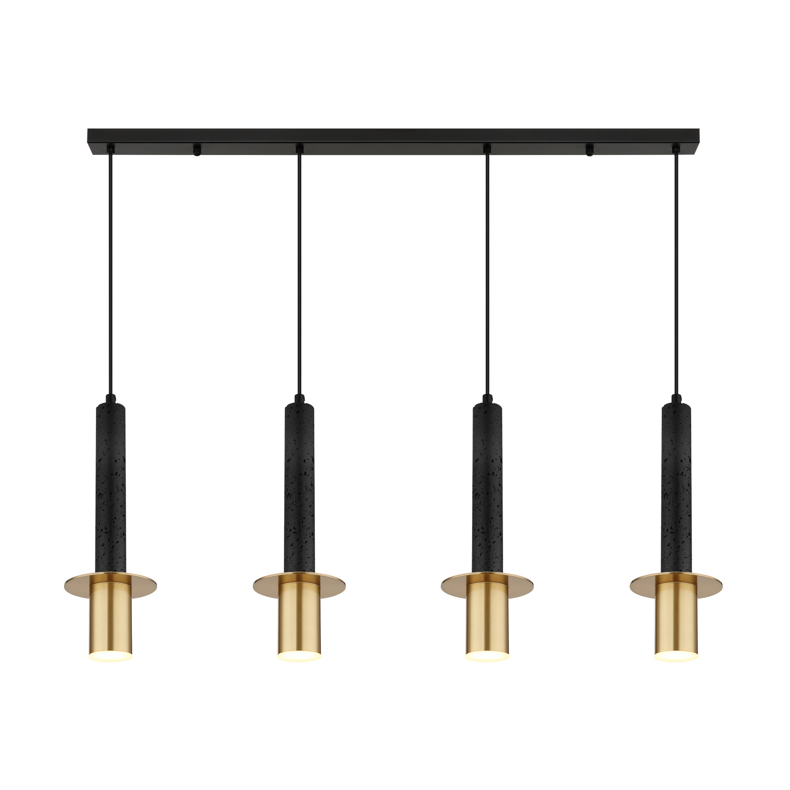 Lampada a sospensione Shanna, lunghezza 87 cm, nero/ottone, pietra, a 4 luci. Lampada a sospensione Shanna, lunghezza 87 cm, nero/ottone, pietra, a 4 luci.